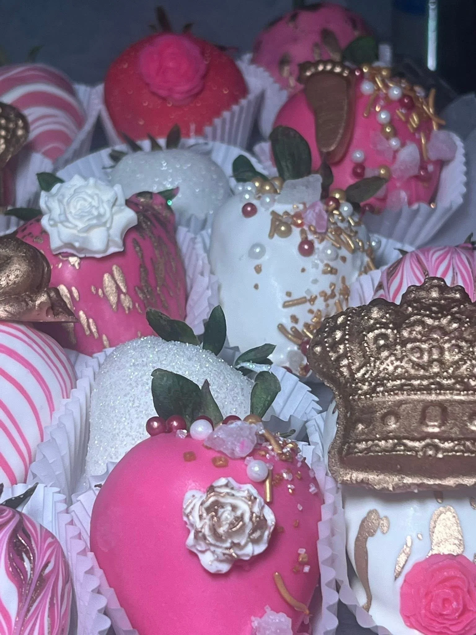 Valentine Gift box of dipped strawberries and cupcakes.