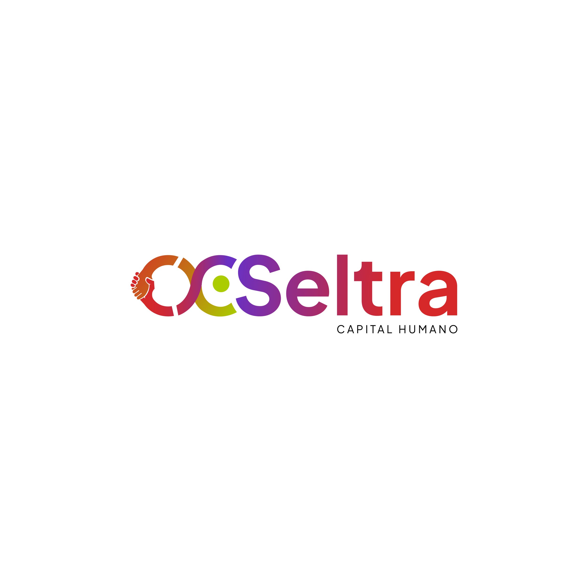Logotipo de Ocseltra con letras coloridas y un ícono de dos manos entrelazadas formando un círculo, y la leyenda 'CAPITAL HUMANO' debajo.