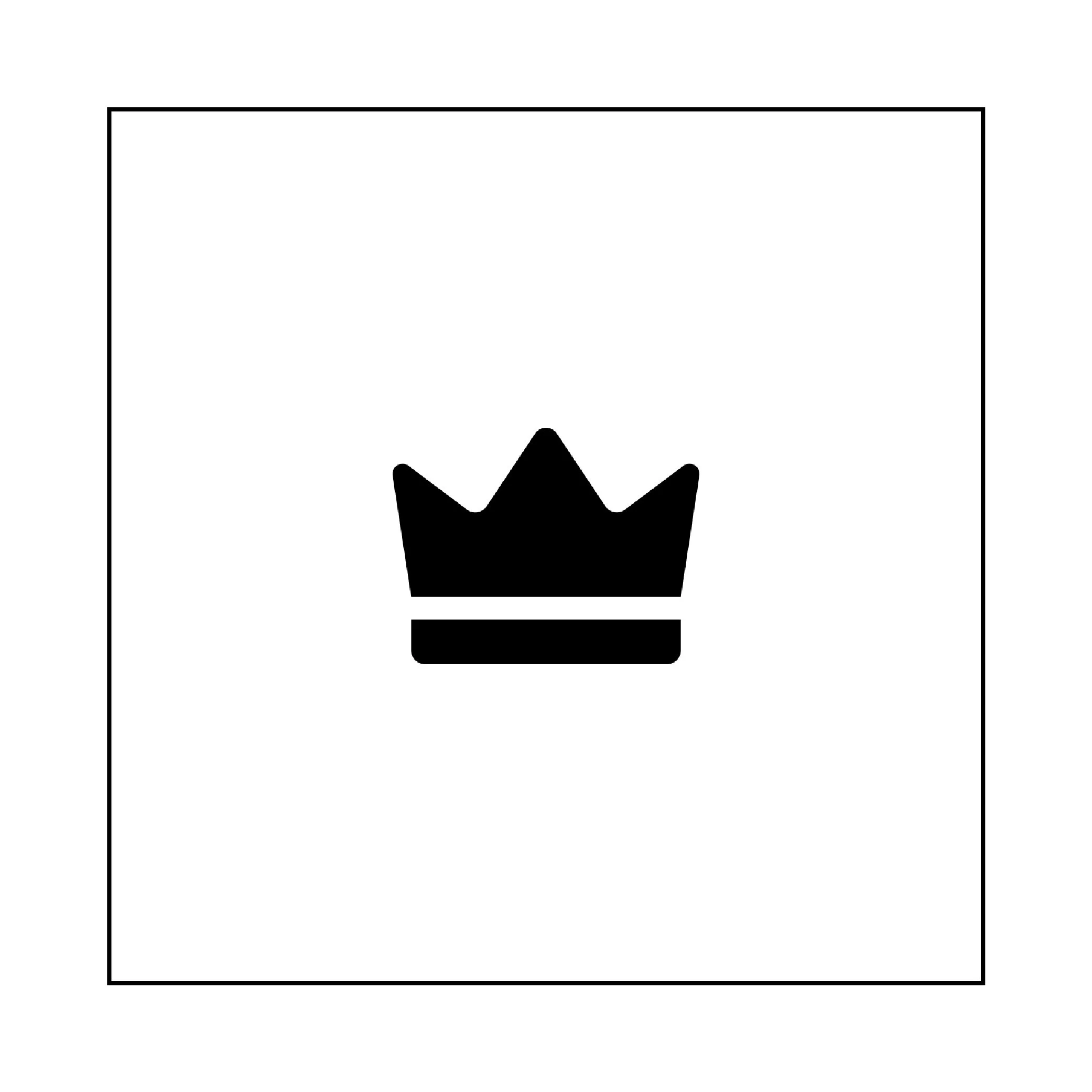 Ícono de una corona negra en un fondo blanco con borde delgado negro.