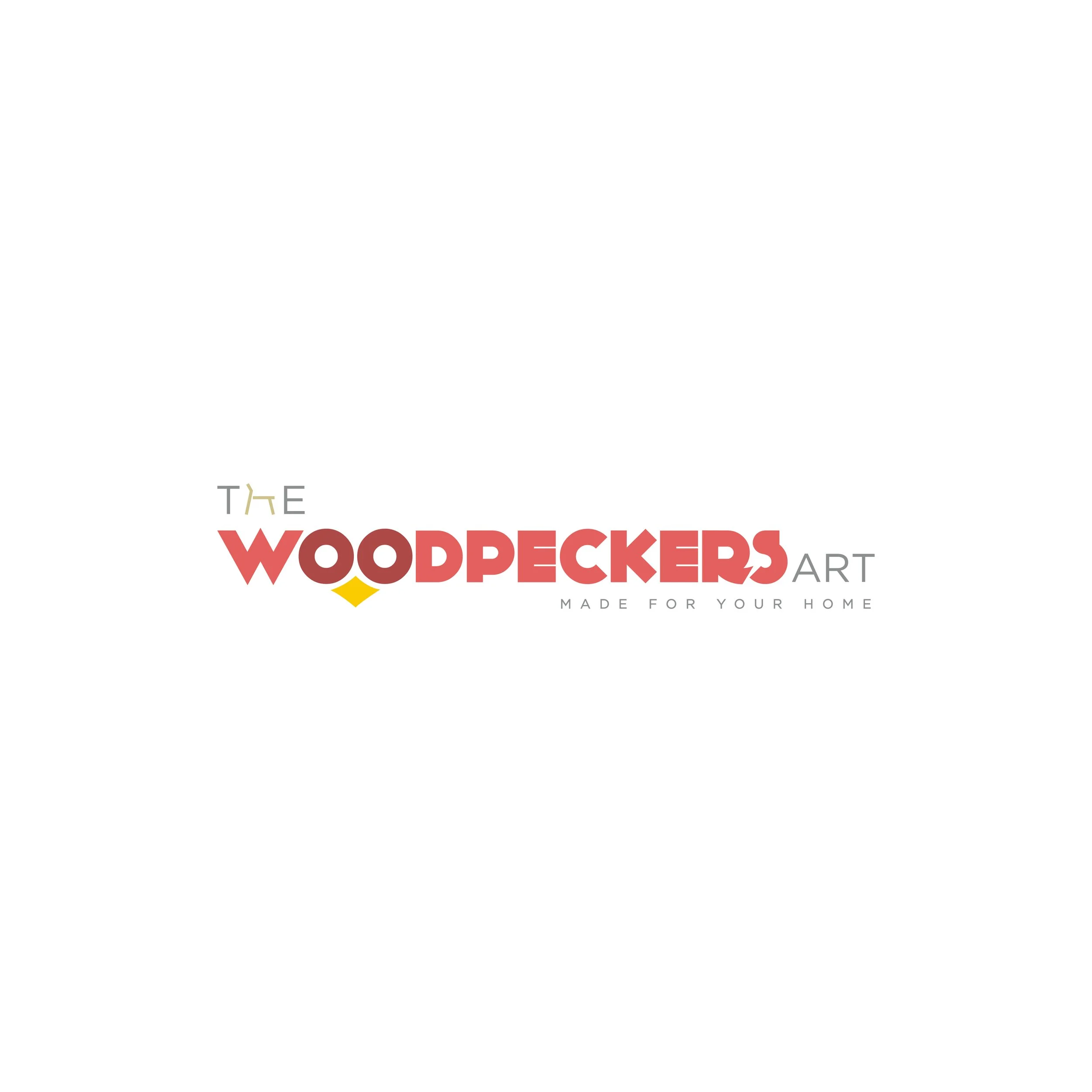 Logotipo de 'The Woodpeckers Art' con la leyenda 'Made for your home'