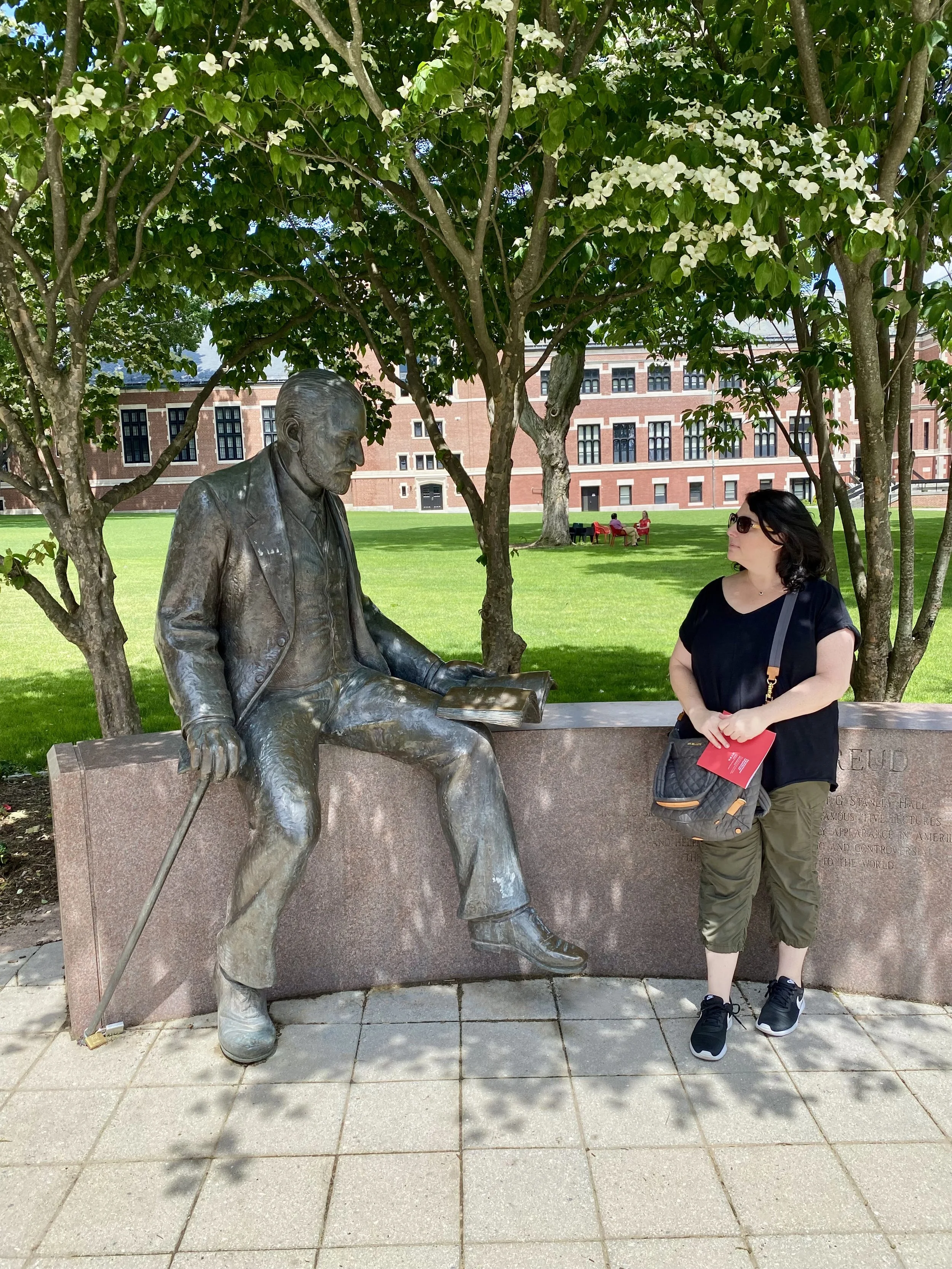 Jackie visiting a college campus
