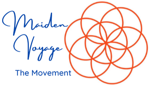Logo with the text 'Maiden Voyage' and 'The Movement' alongside interconnected orange circles.