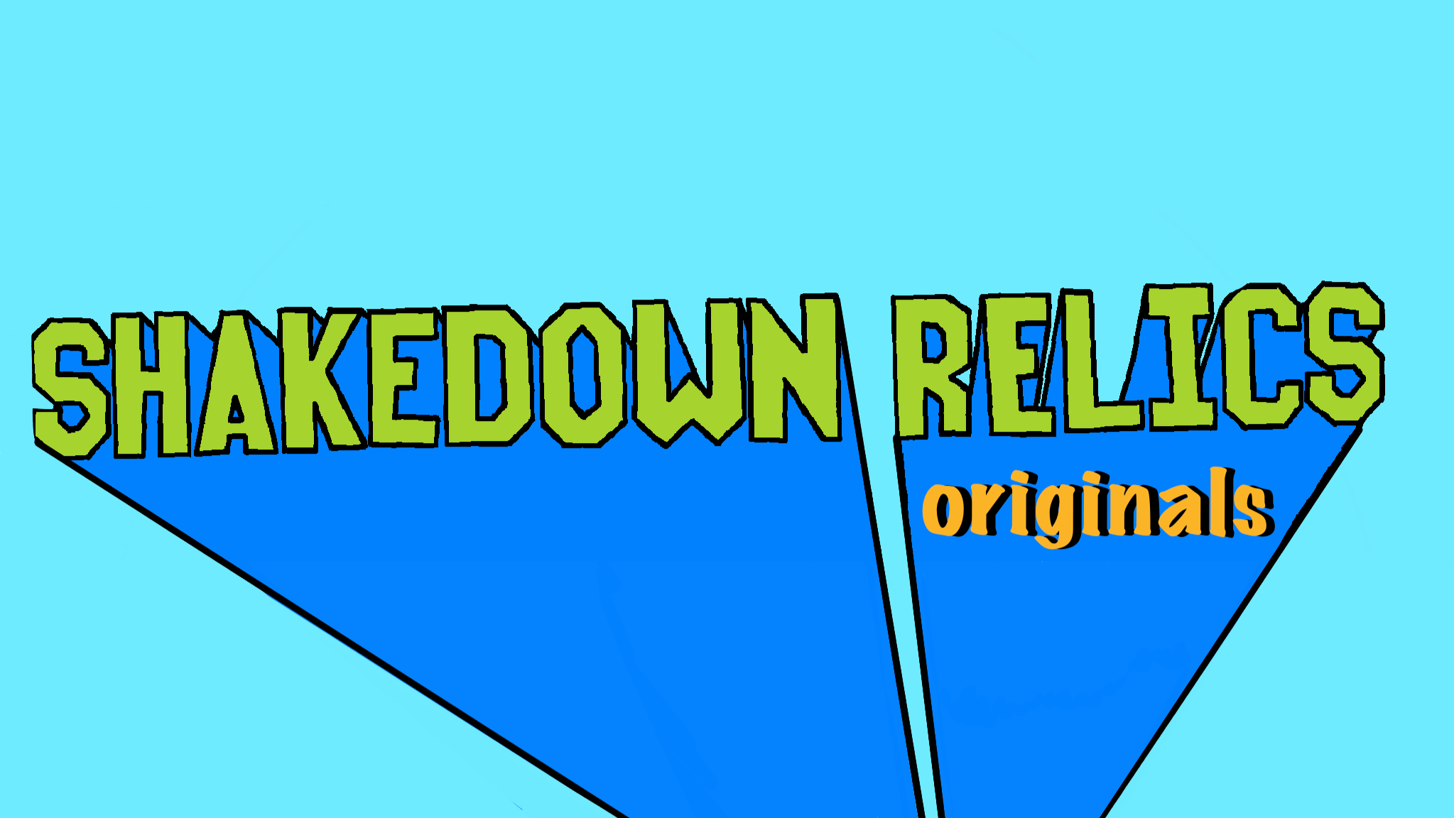 Logo for Shakedown Relics Originals with green text on a blue and light blue background.