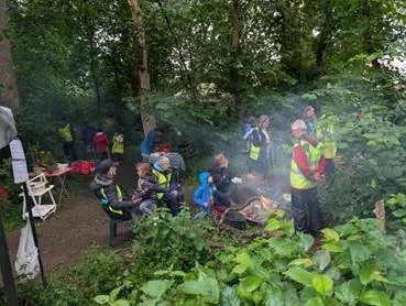 Billy Leeds woodland volunteers. "Tom and I joined the local woodland protection volunteer group on Saturday. Community meet up in the woods next to our new place. Did some path maintenance, pulled out quite a lot of snow berries, which are invasive,