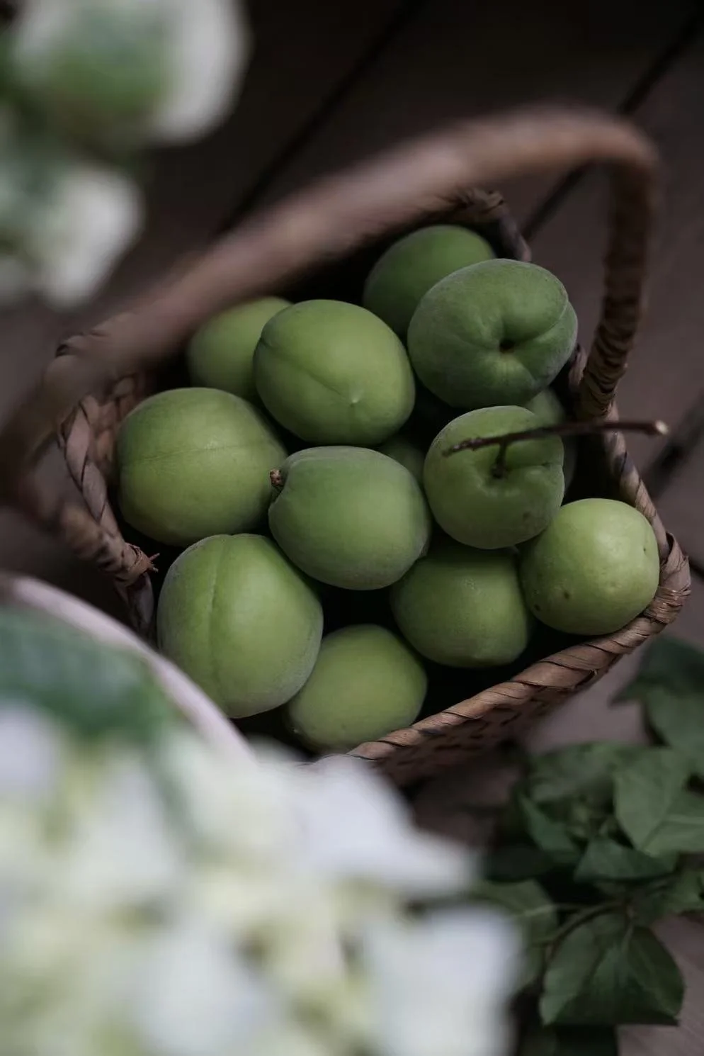 Green plums, used for making plum liquor, commonly consumed in China and Japan.
