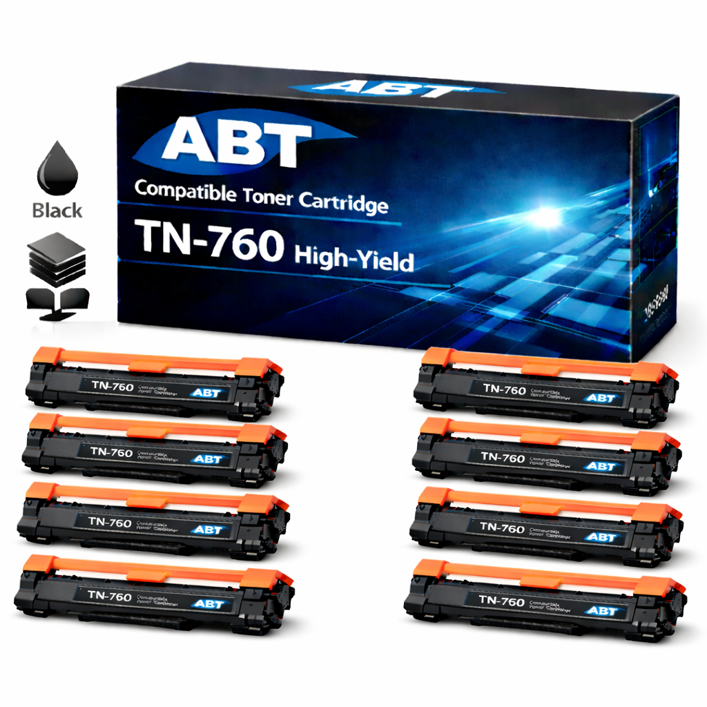 TN-760 Compatible High-Yield Black Toner Cartridge (8-pack)