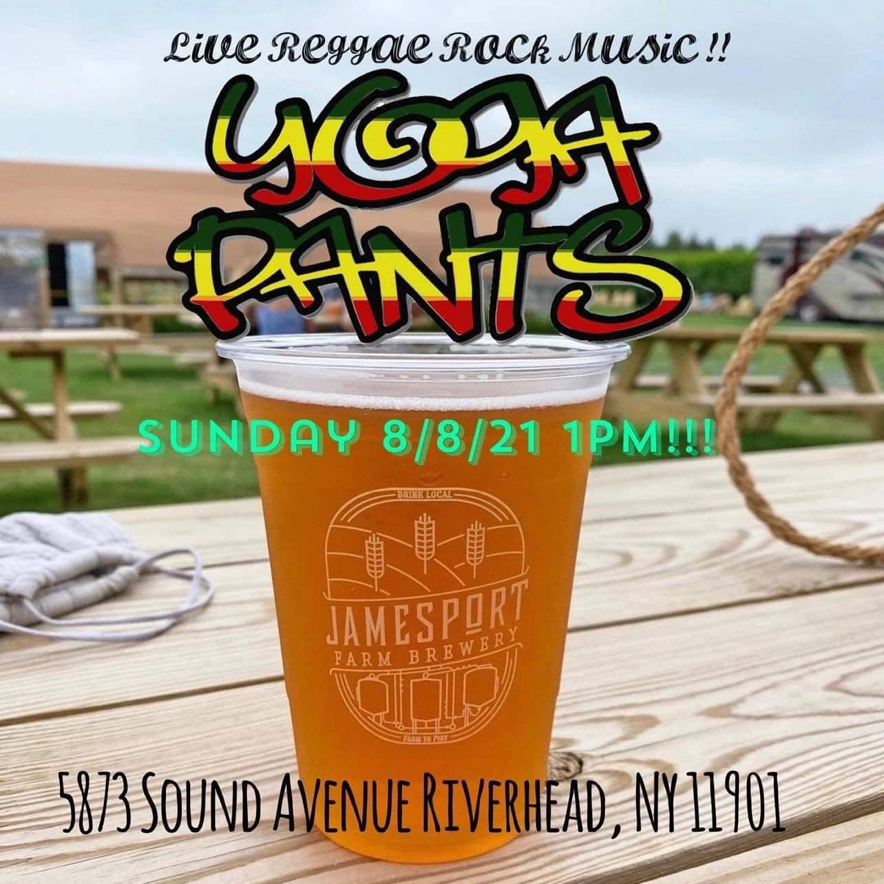 It&rsquo;s going down @jamesportfarmbrewery 🤙🏼 🤙🏼 🤙🏼 
#goodvibesonly #reggae #raggaemusic #jamesportfarmbrewery #eastcoastreggae #threedudesintanktops #malemodels #beer #beerstagram #livemusic