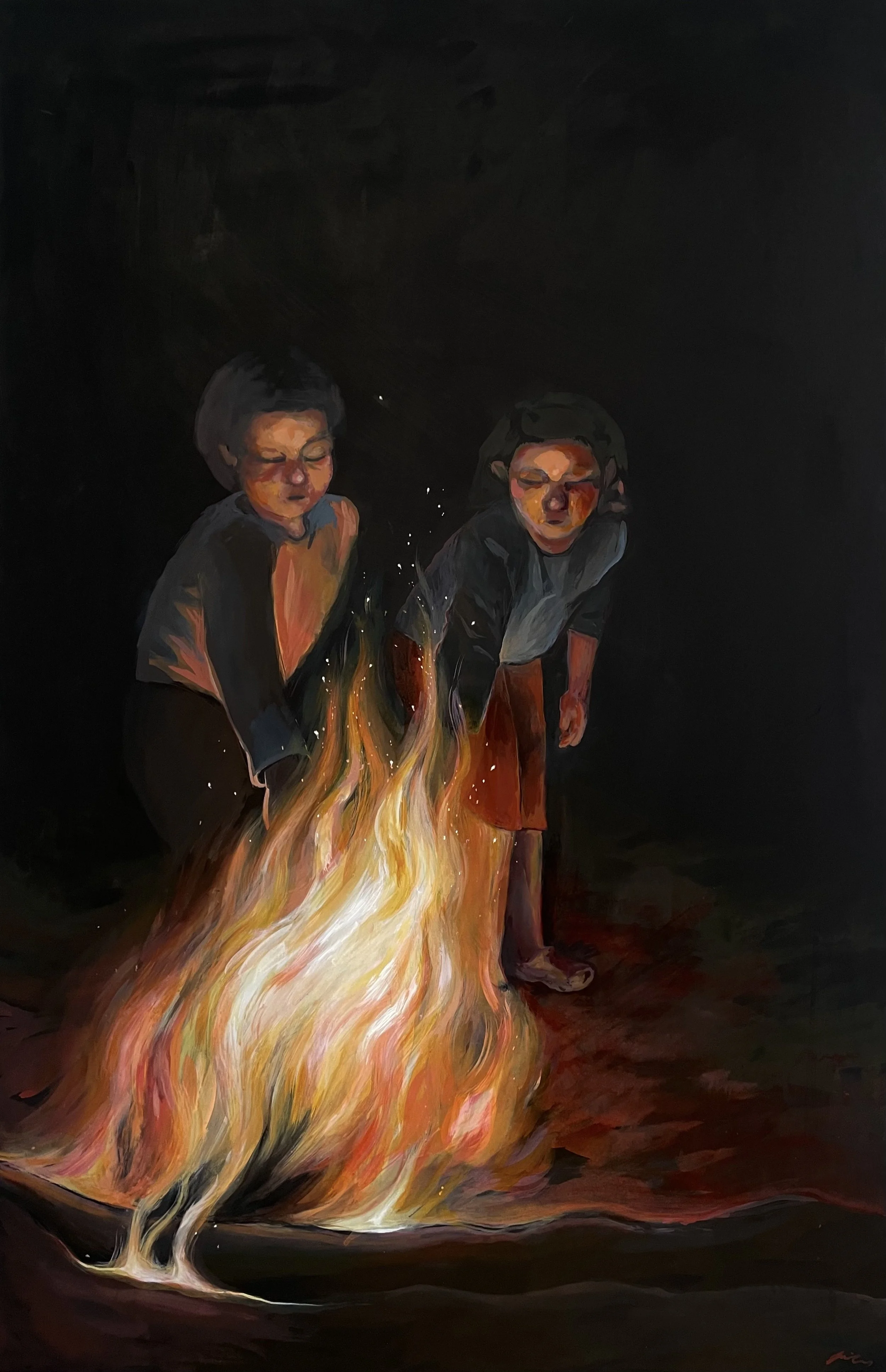 At the Fire (2024) --- size --- acrylic paint on MDF