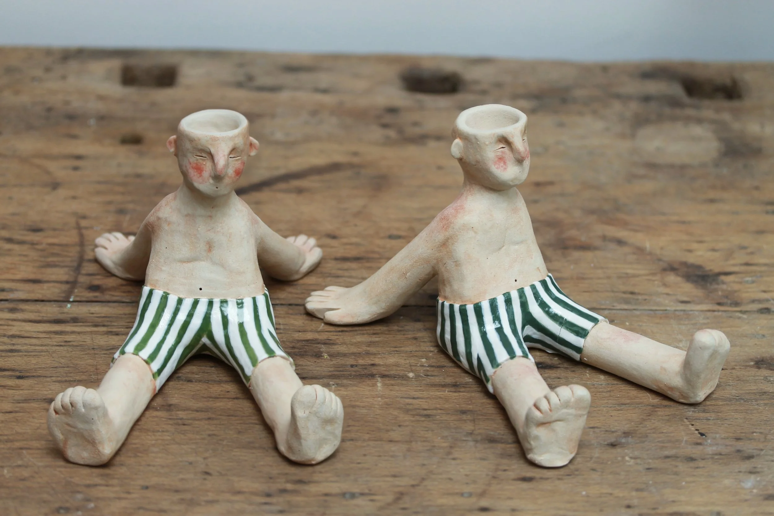 Sunbathers Candlestick Holder Set