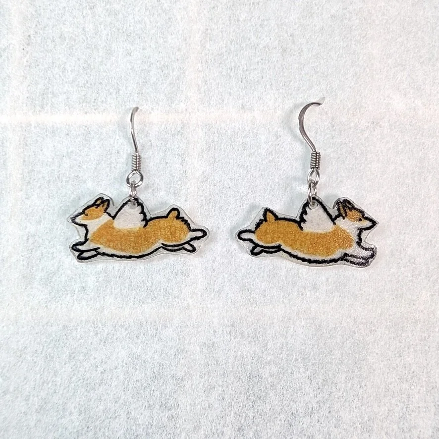 Faerie Corgi Earrings: Fawn