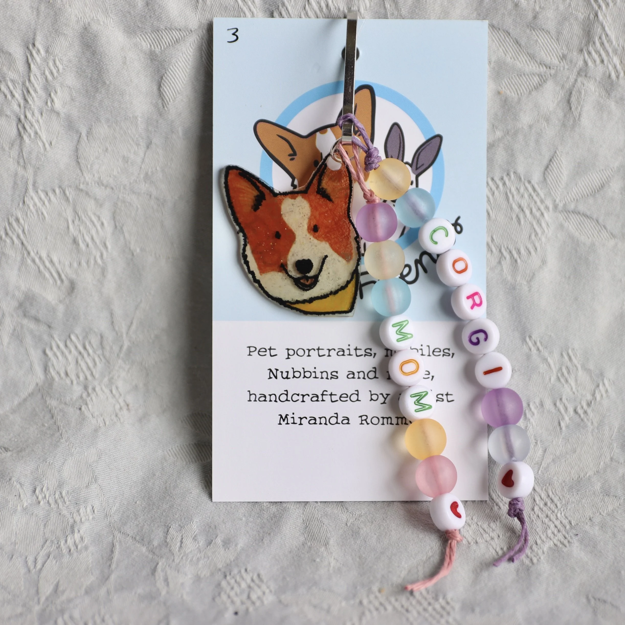 Corgi Mom Bag Charm - Red and White