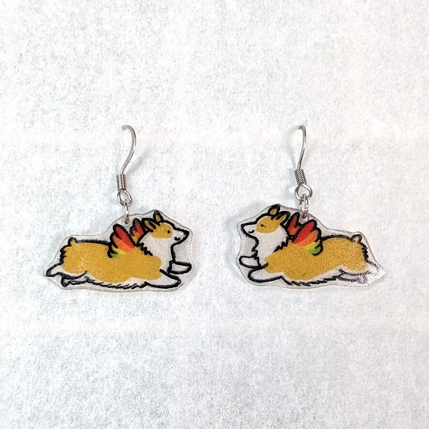 Faerie Corgi Earrings: Fawn