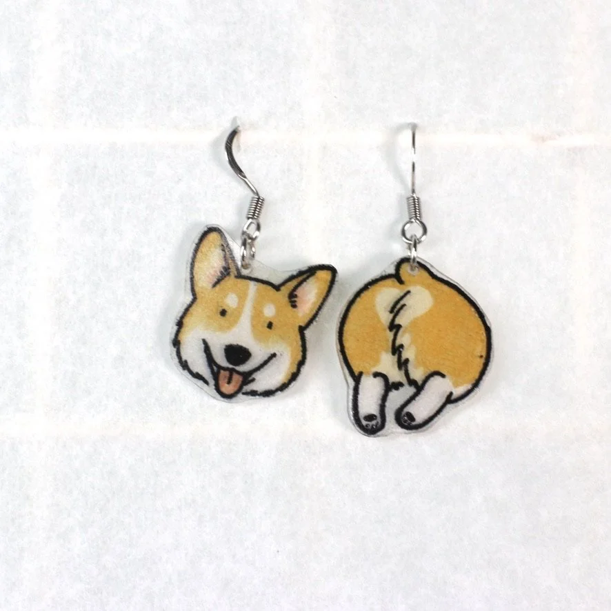Corgi Butts Earrings: Fawn