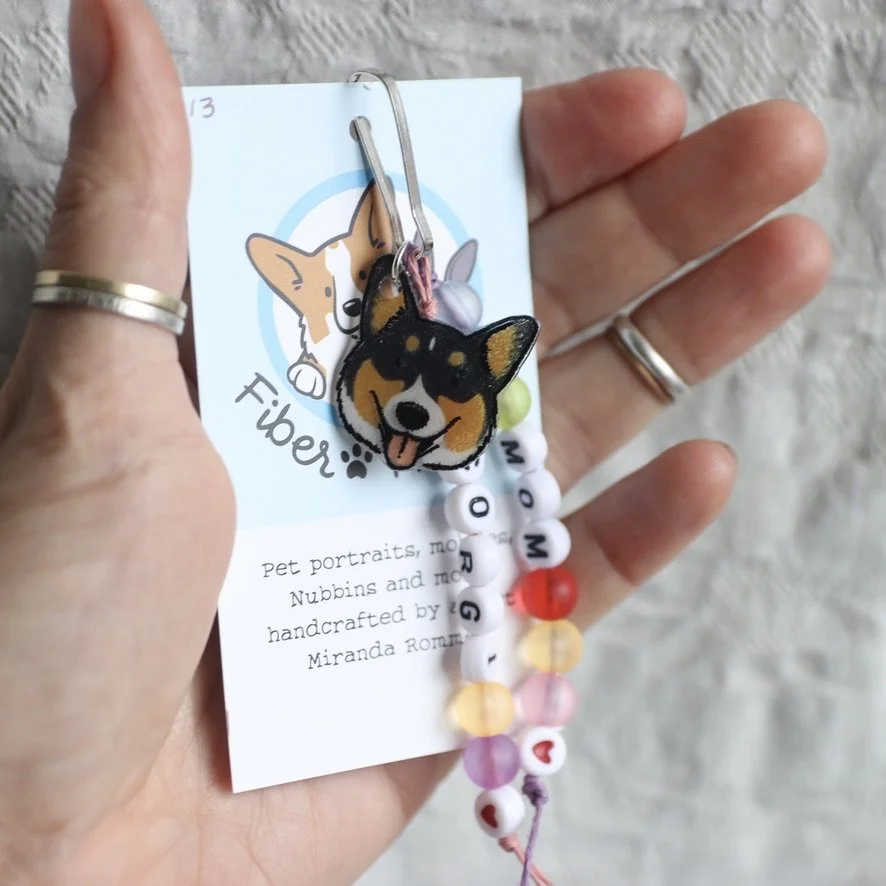 Corgi Mom Bag Charm - Black Headed Tri