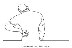 En enkel skisse av en person med en hånd på hoften, sett bakfra.