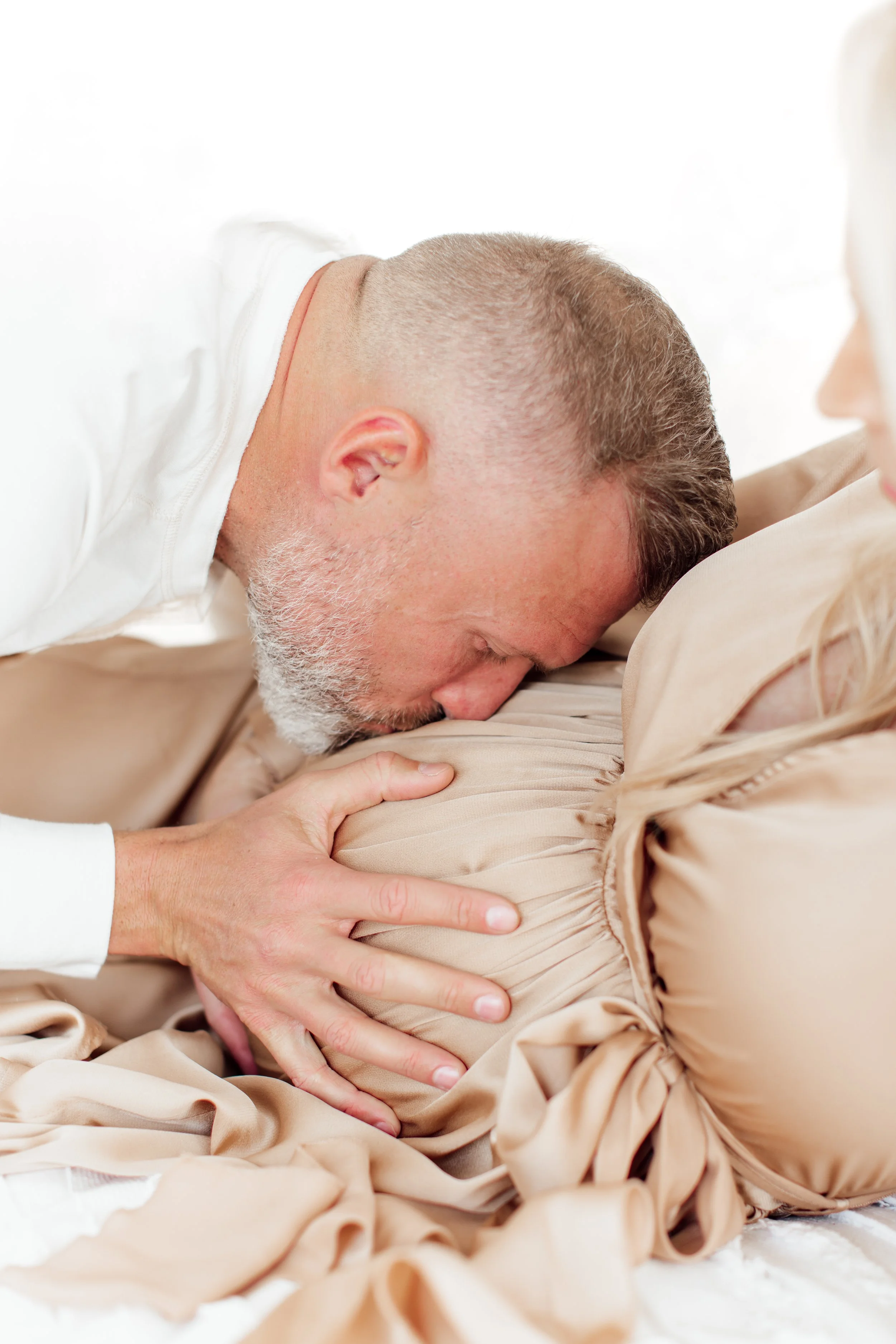 Couple Maternity Session Kissing Belly