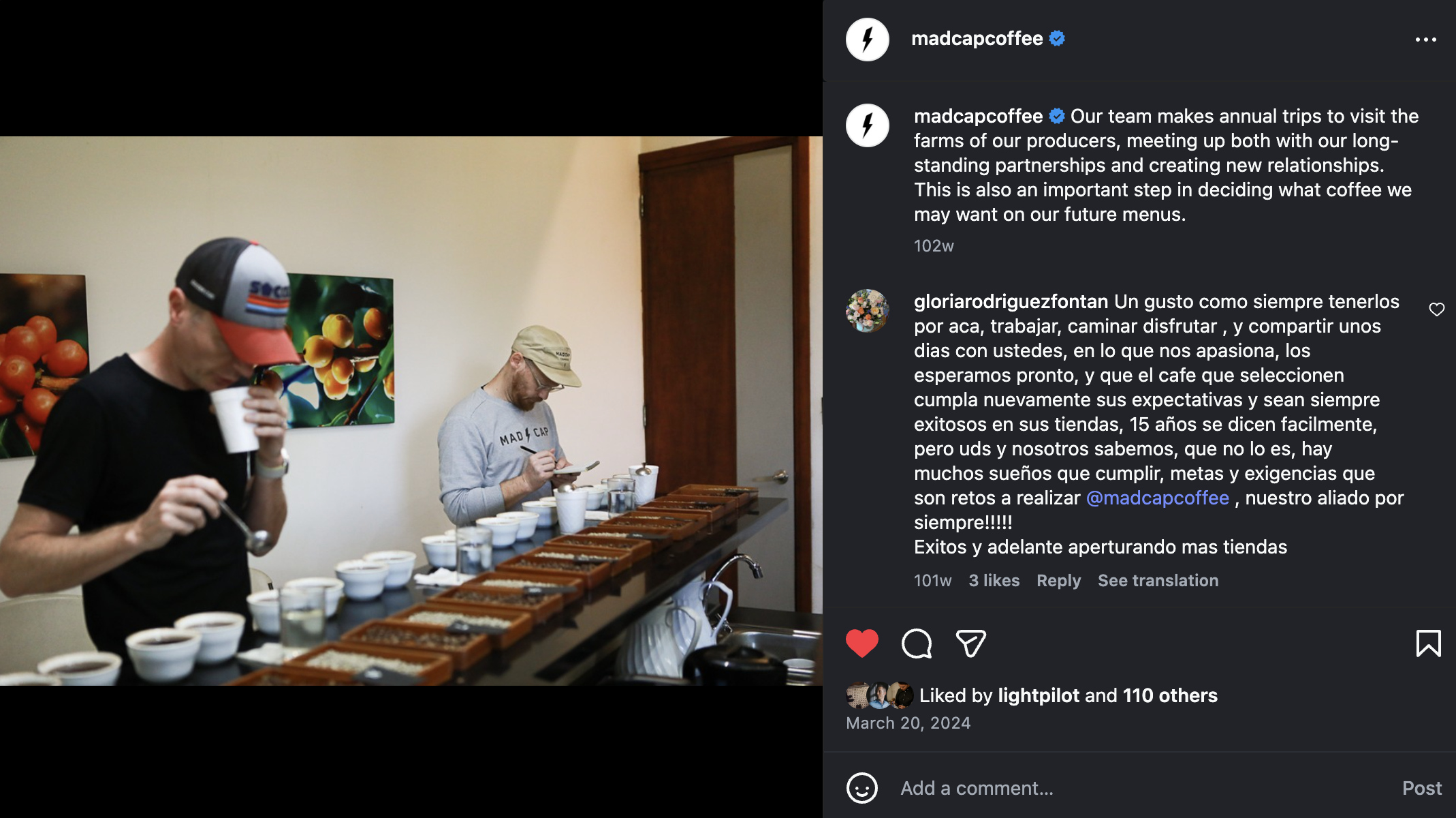 Madcap Coffee team tasting coffee at origin in South America