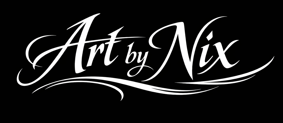 Black background with white cursive text that says "Art by Nix".