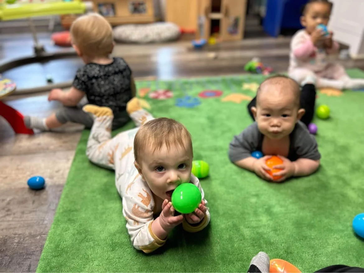 Infants having tummy time