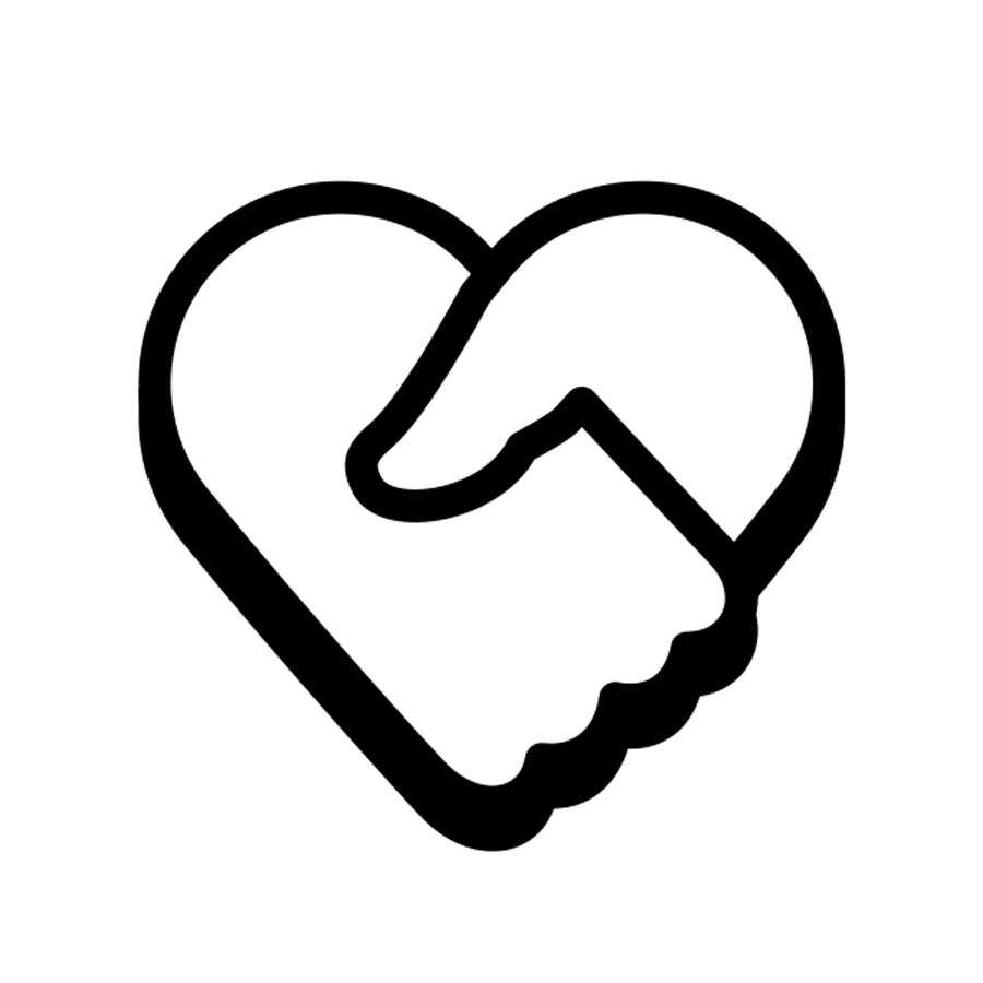Icon of two hands clasped together, forming a heart shape.
