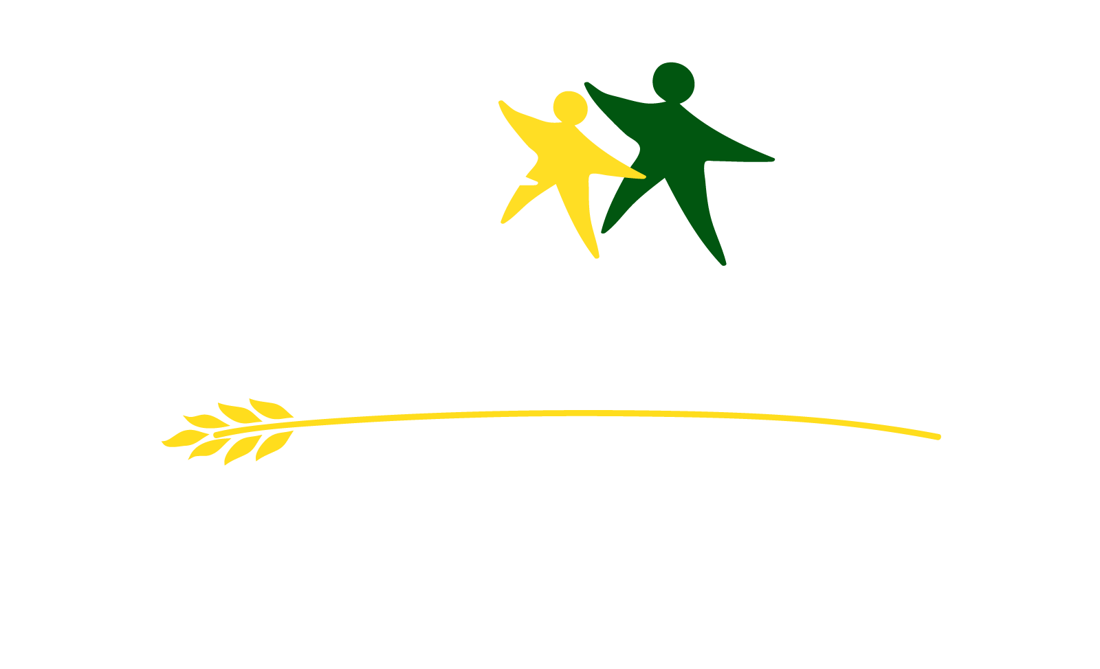 Logo for Harvest Learning Center featuring stylized figures in white, yellow, and green holding hands above the text 'Harvest Learning Center' with a yellow wheat graphic and the slogan 'Helping Children Grow' underneath.