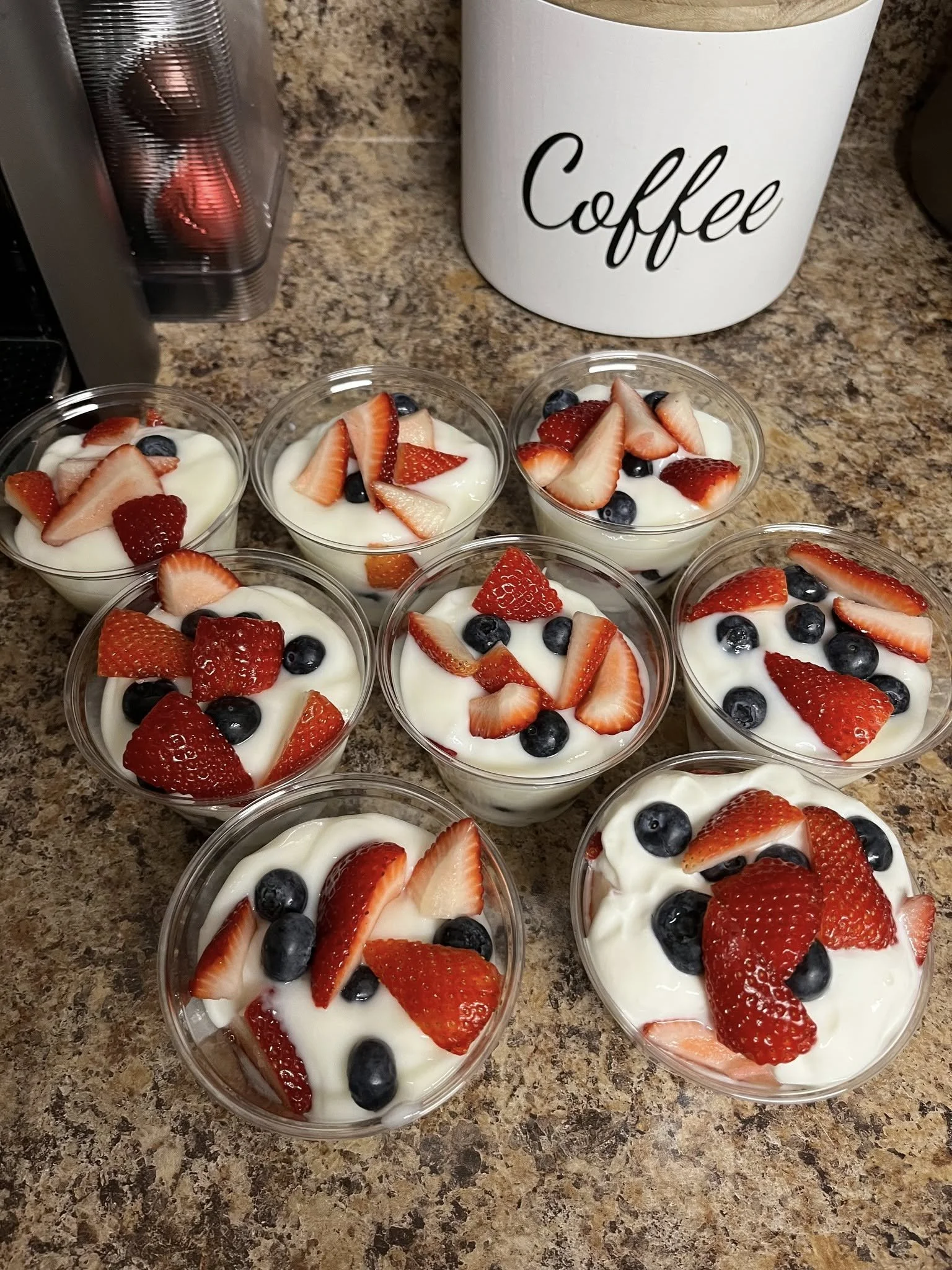 Cups with yogurt and berries
