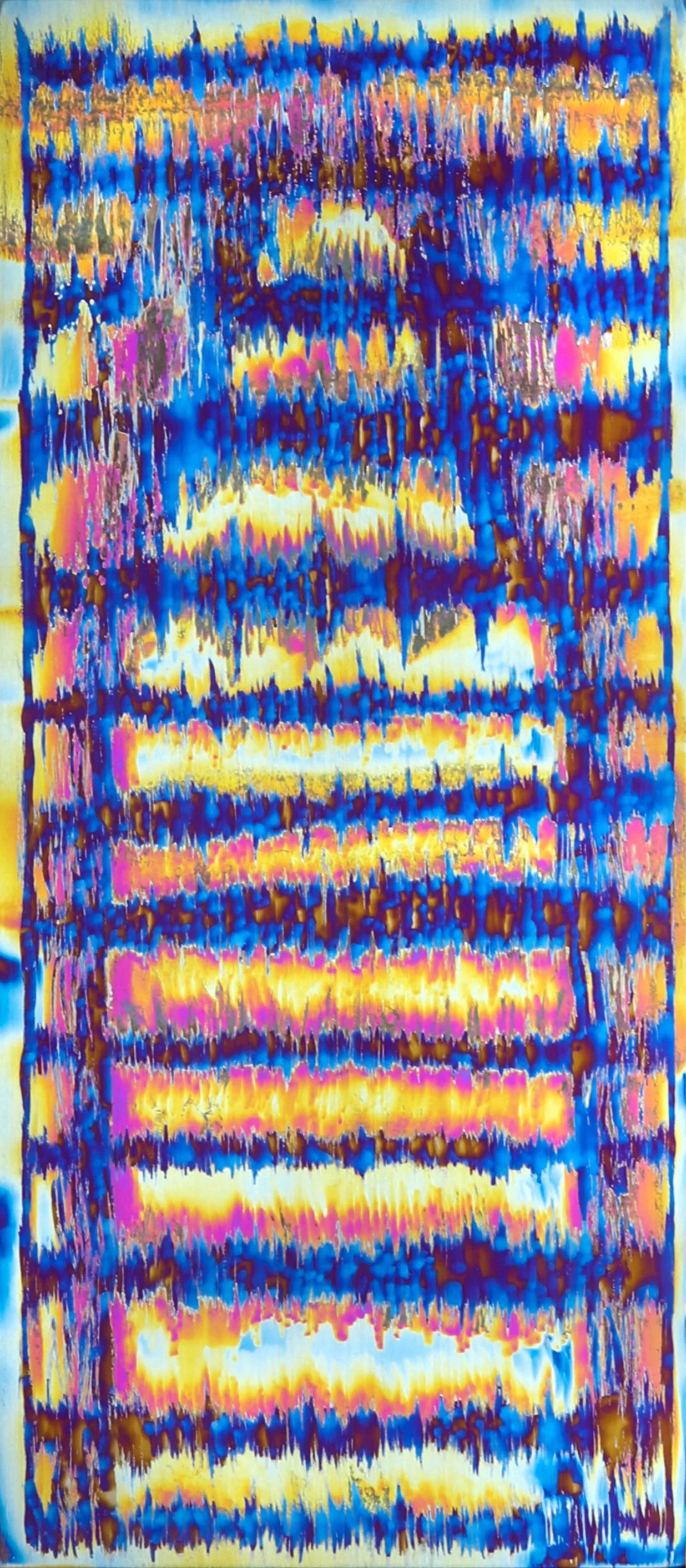 Oscillator, Electricity on Titanium, 5.5 x 12 inches, 2024