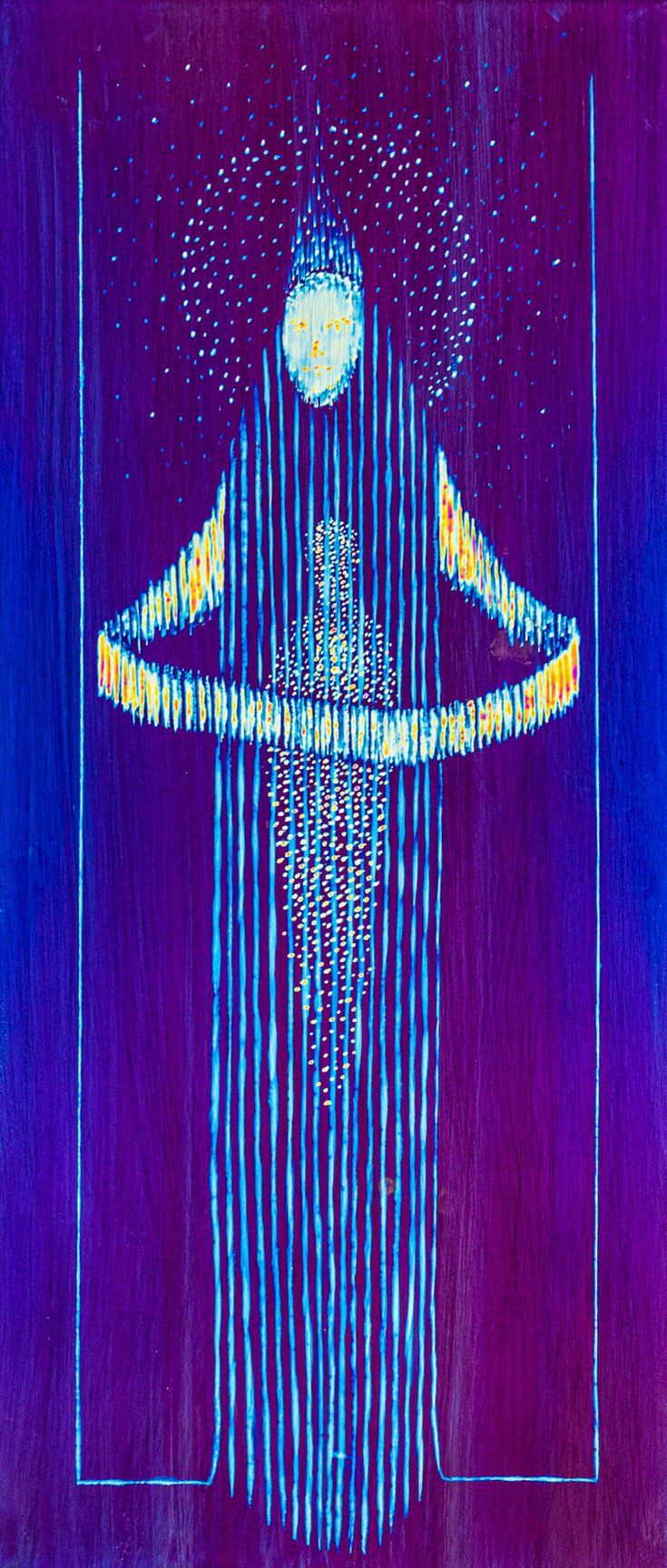 Soulpabet, Electricity on Titanium, 5.5 x 12 inches, 2023