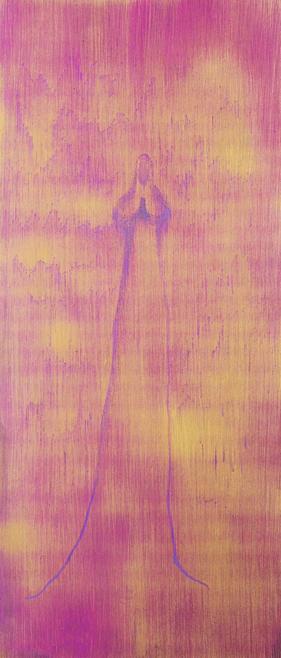 Love Prayer, Electricity on Titanium, 5.5 x 12 inches, 2024