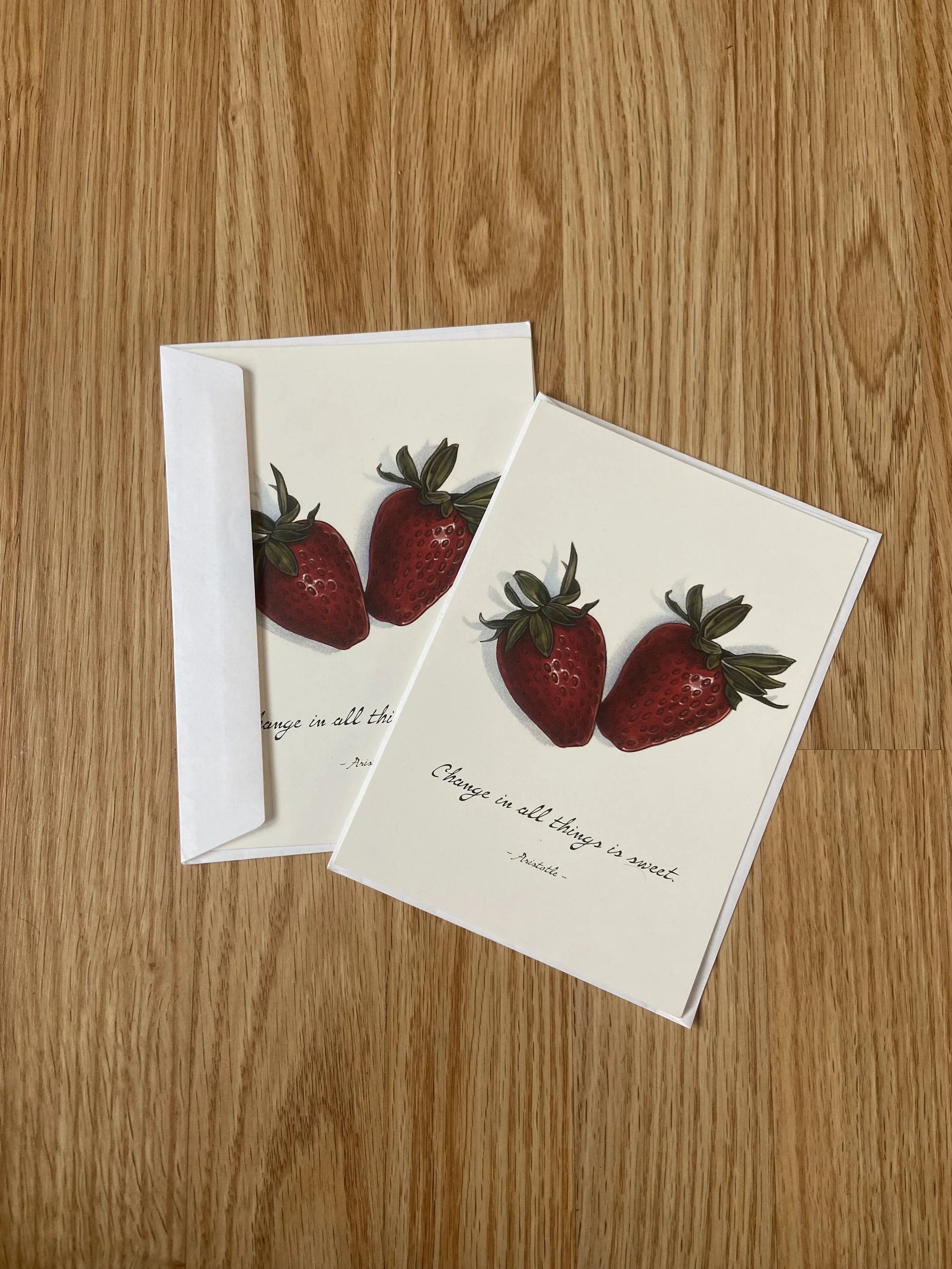 2 Strawberry Greeting Cards