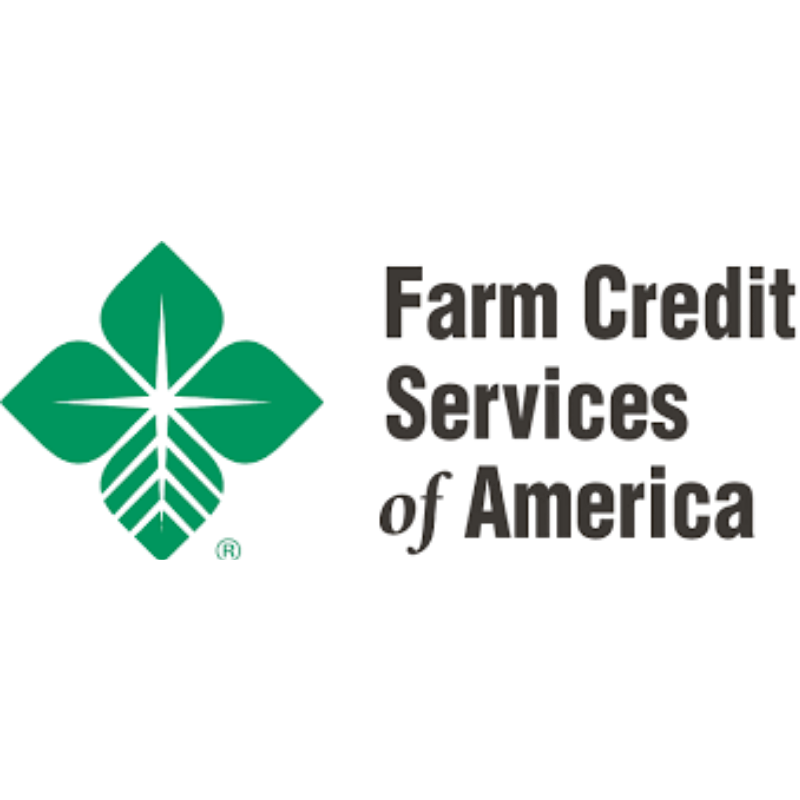 Logo of Farm Credit Services of America featuring a green four-leaf clover and stylized leaves, with the company name in black text.