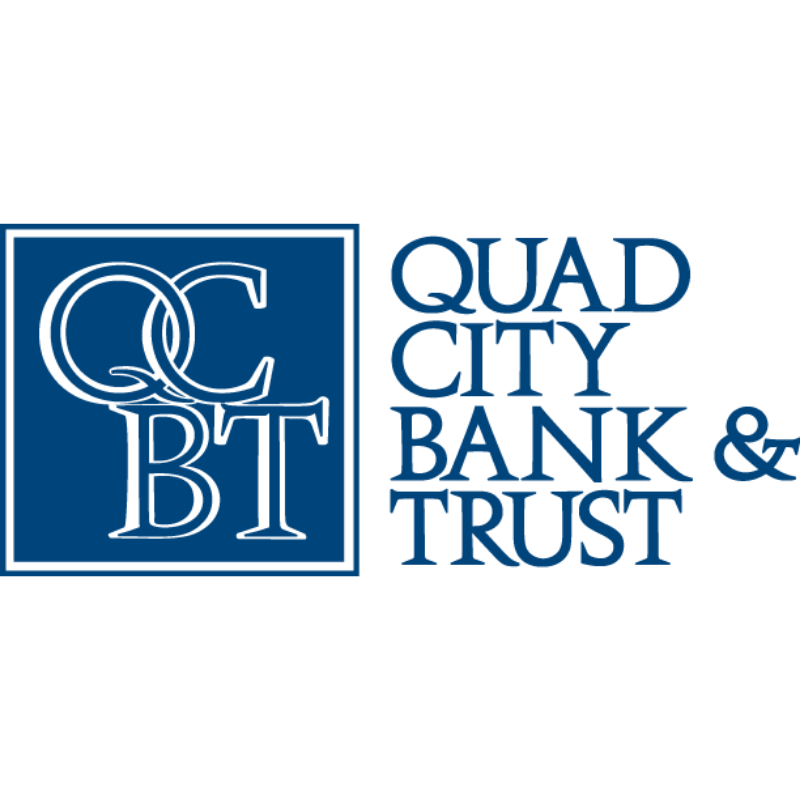 Quads City Bank & Trust logo with a blue square and overlapping initials Q, C, B, and T
