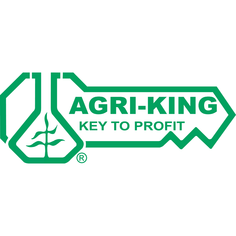 Green logo with a key shape containing a plant and agricultural symbols, and the text 'AGRI-KING KEY TO PROFIT'.