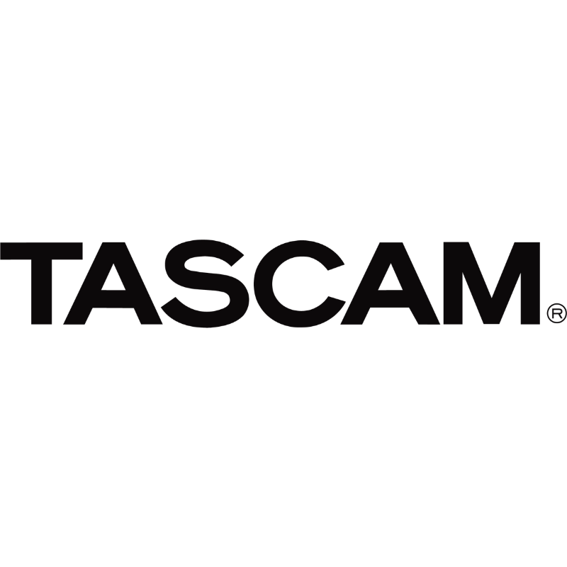 Tascam logo with a stylized microphone or speaker icon above the text.