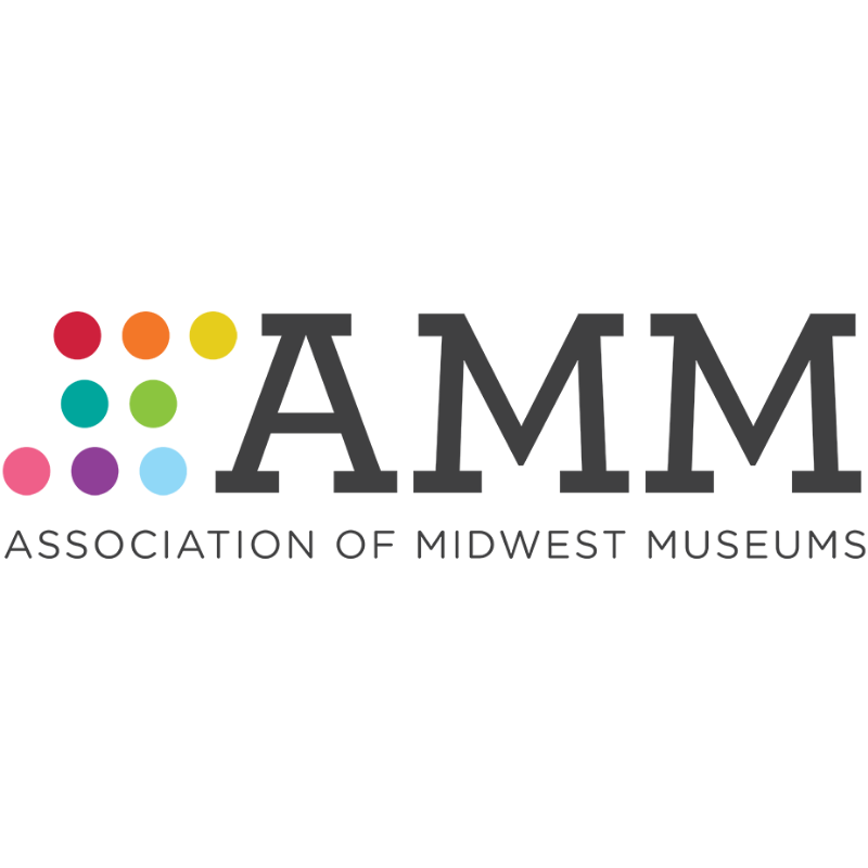 Logo of the Association of Midwest Museums featuring colorful circles and gray text.