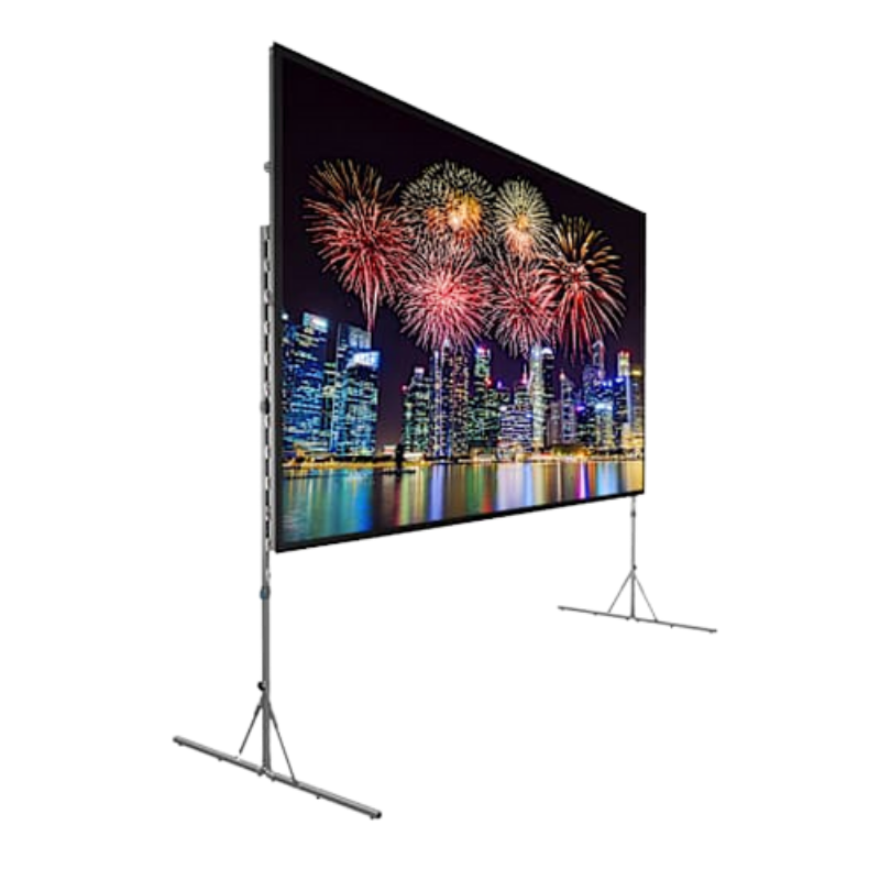 Da-Lite FastFold // 7x10' screen // 4:3 ratio // Two-technician setup required // Ideal for: side screens for 100-250 audience