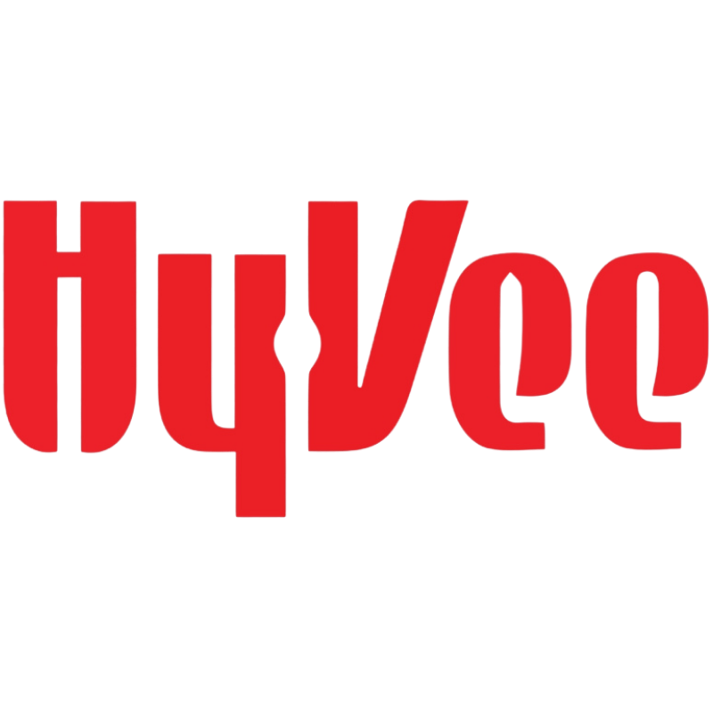 The Hy-Vee logo in red text with a black background.