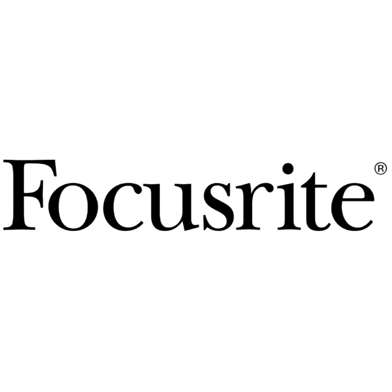 A 'Focusrite' logo in black text on a transparent background.