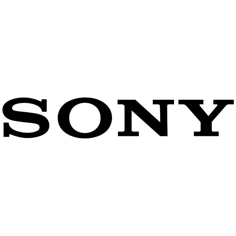 Black and white logo of Sony with totem pole icon above the company name.