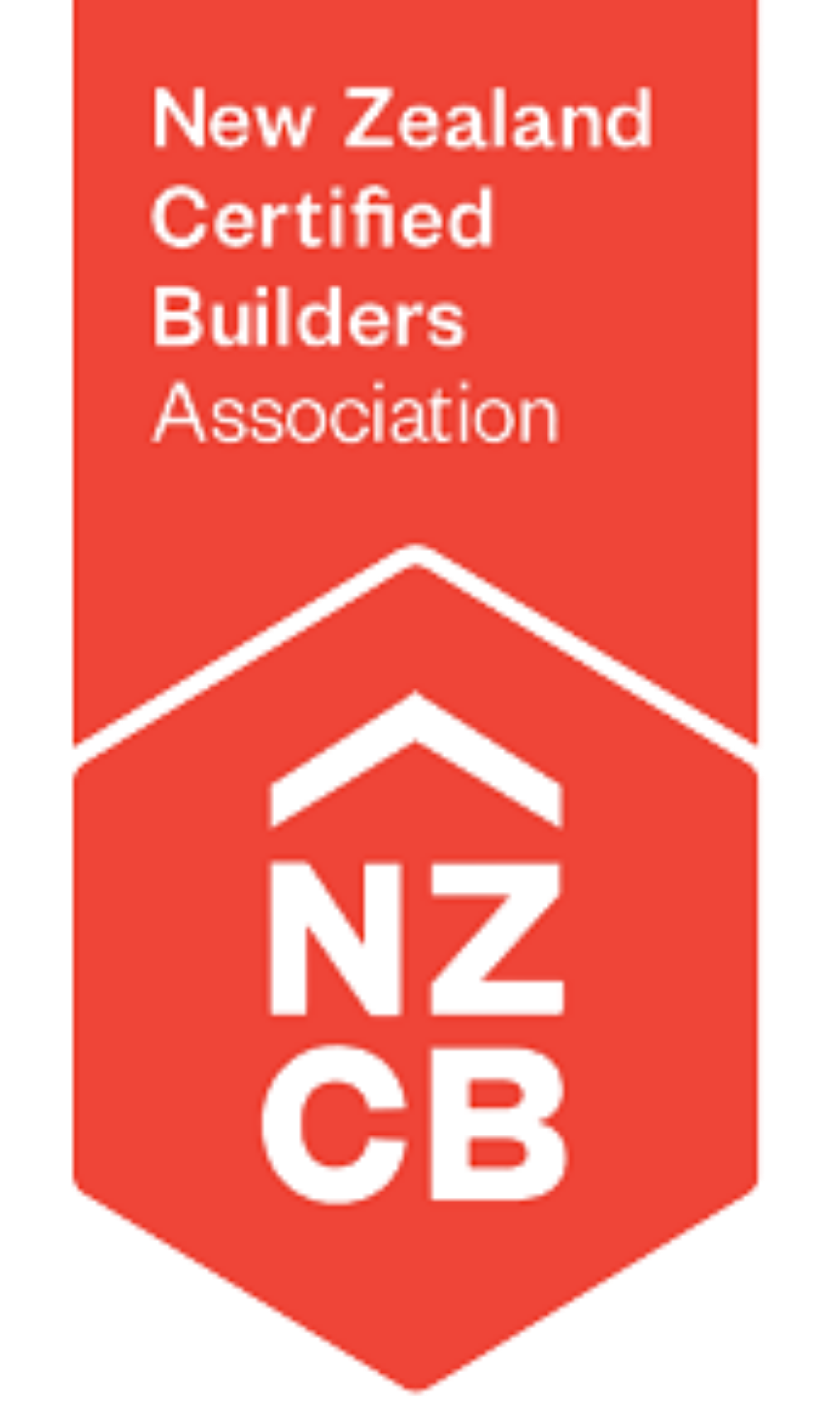 Red badge with white text that reads "New Zealand Certified Builders Association" and a white house roof icon above the letters 'NZ C B'