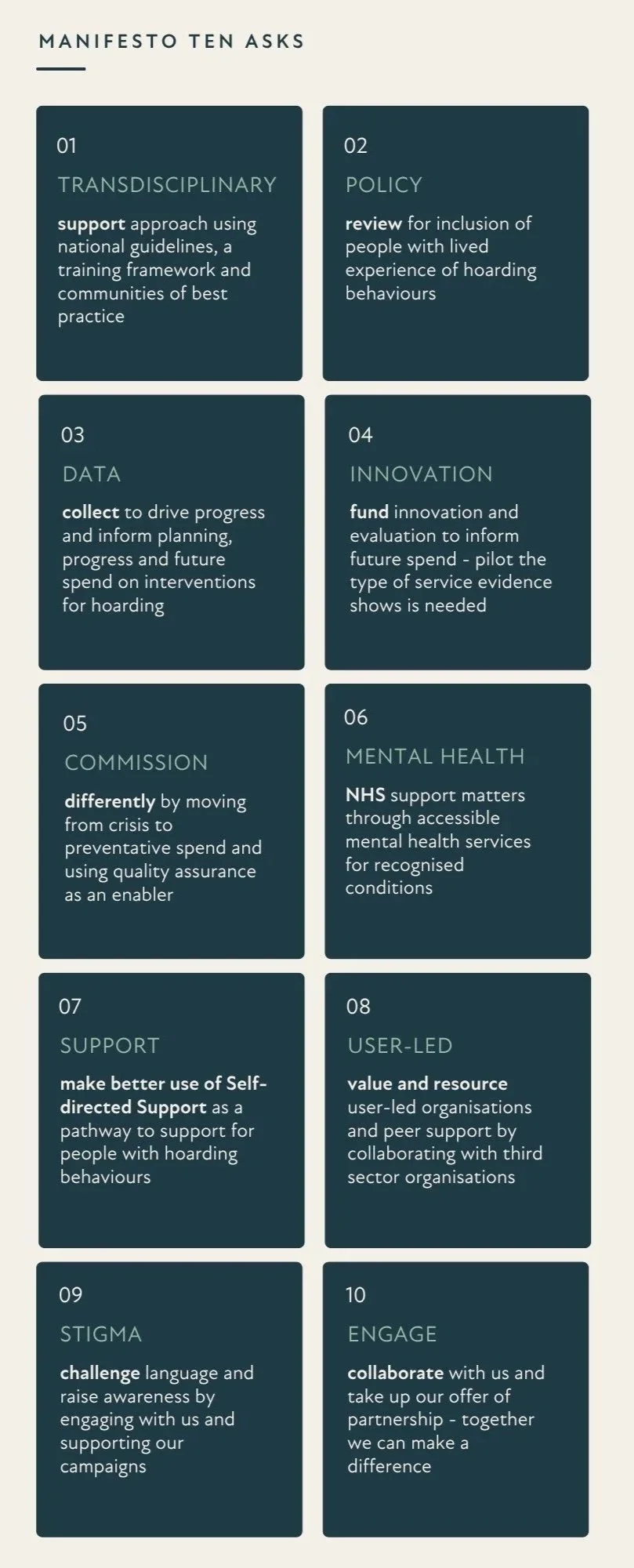 Hoarding Taskforce (Scotland) Manifesto Ten Asks