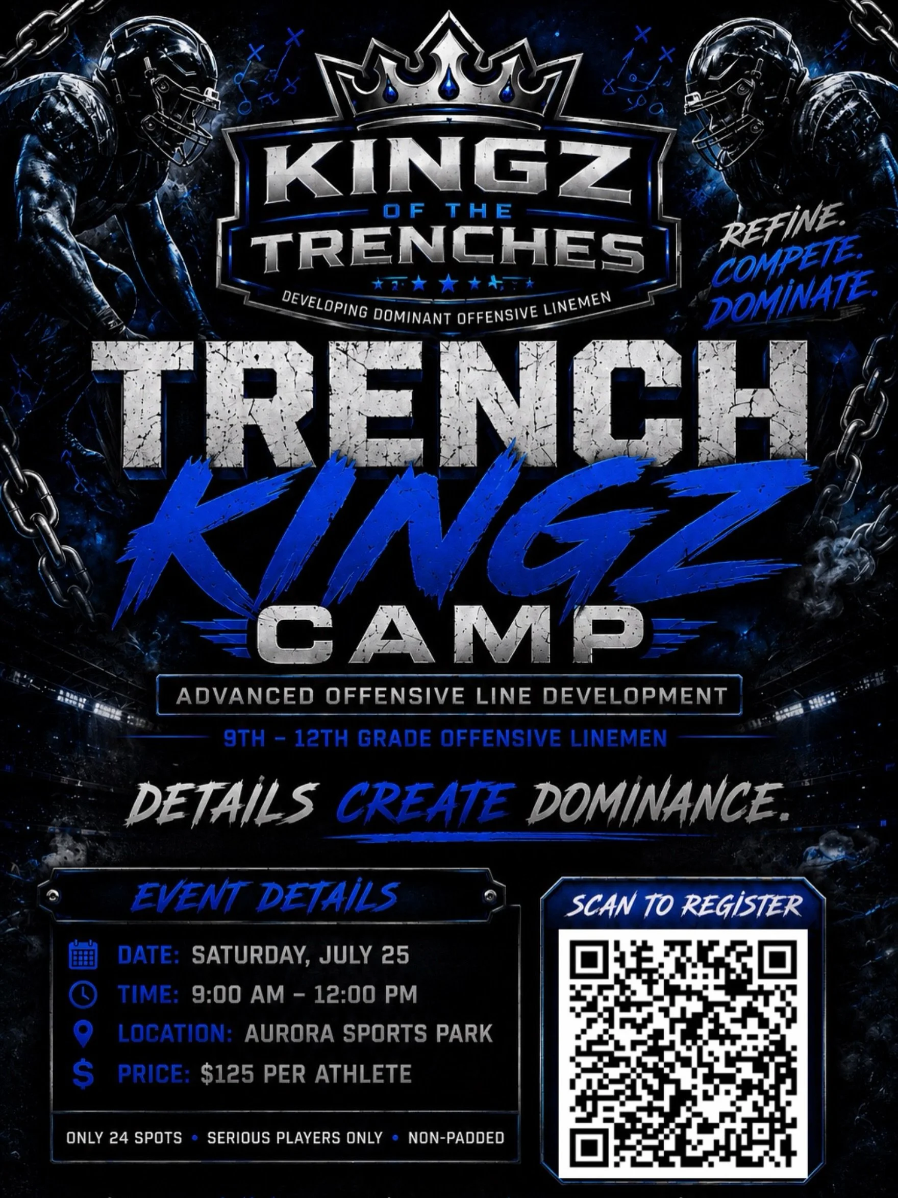 You don&rsquo;t become dominant by accident.
You become dominant through details.

Footwork.
Hands.
Leverage.
Finish.

The little things become big things when pads come on.

Trench Kingz Camp was built for offensive linemen who want to separate them