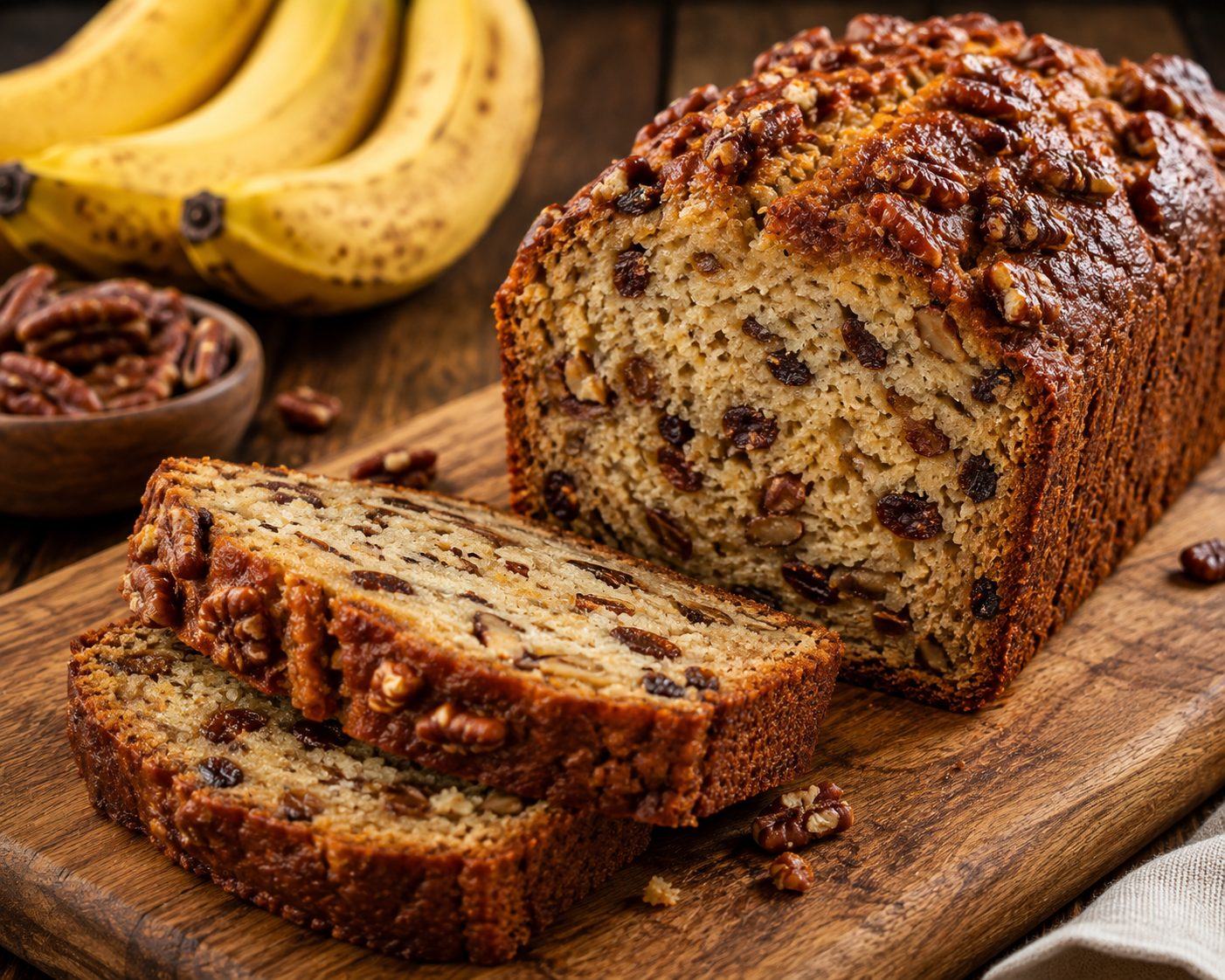 Candied Pecan Banana Bread by Slice