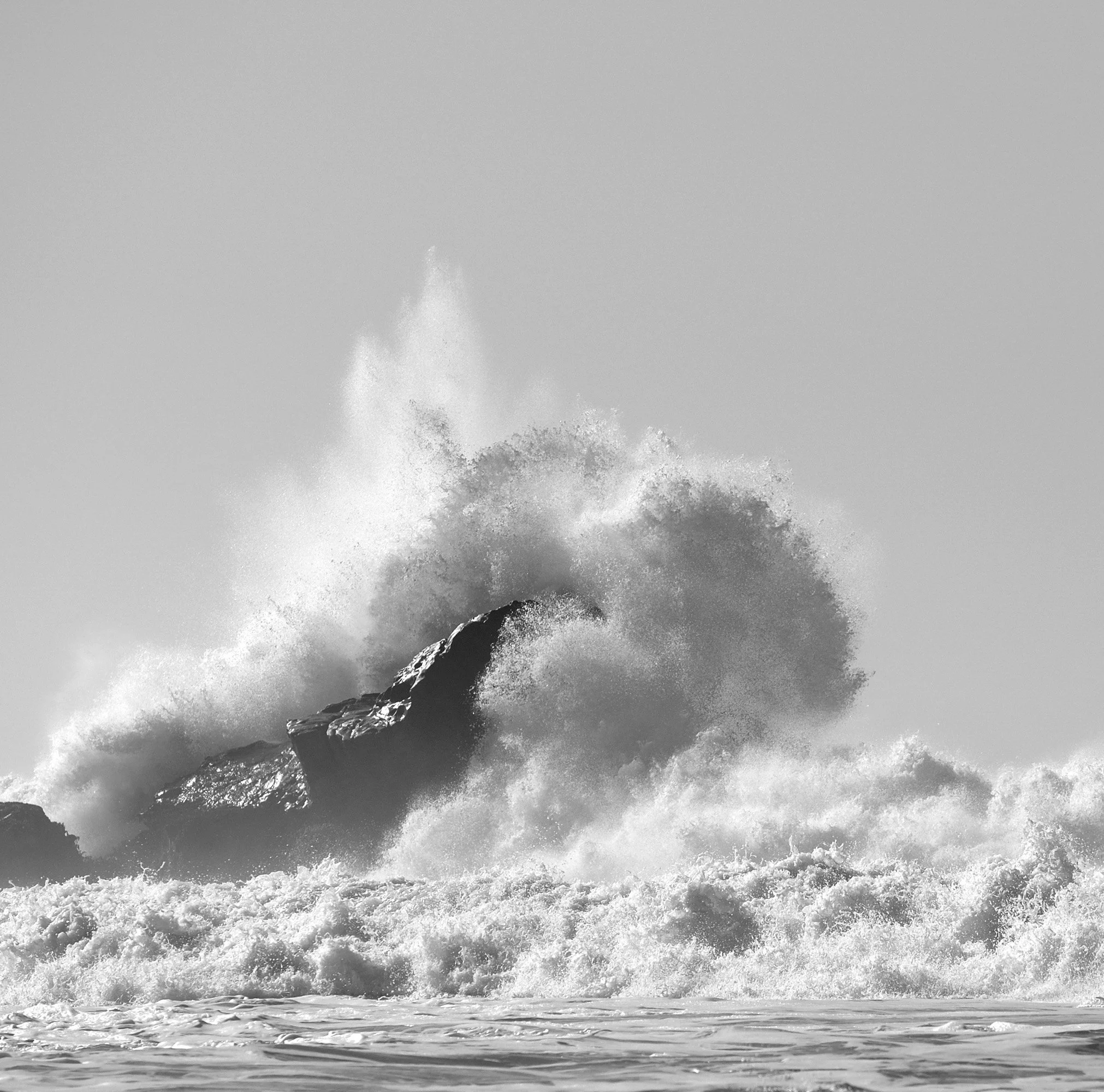Waves striking rocks, Mavericks Beach, CA