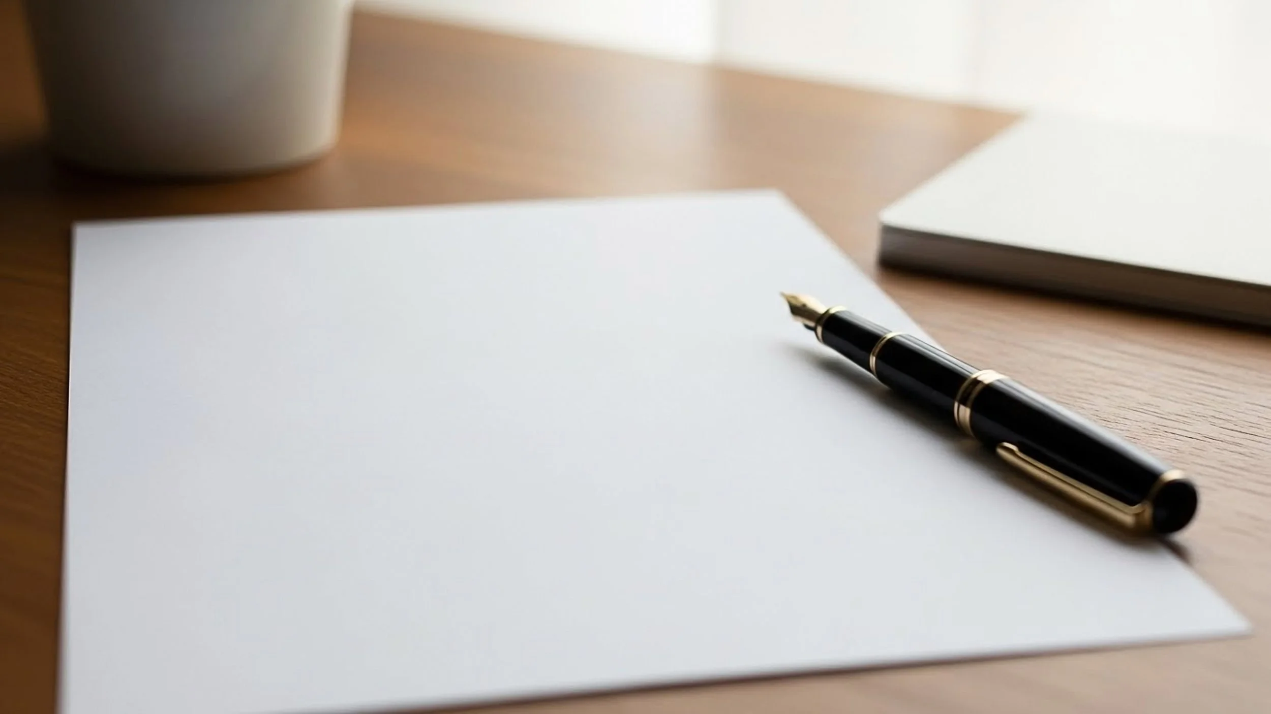 Fountain pen on clean sheet of paper