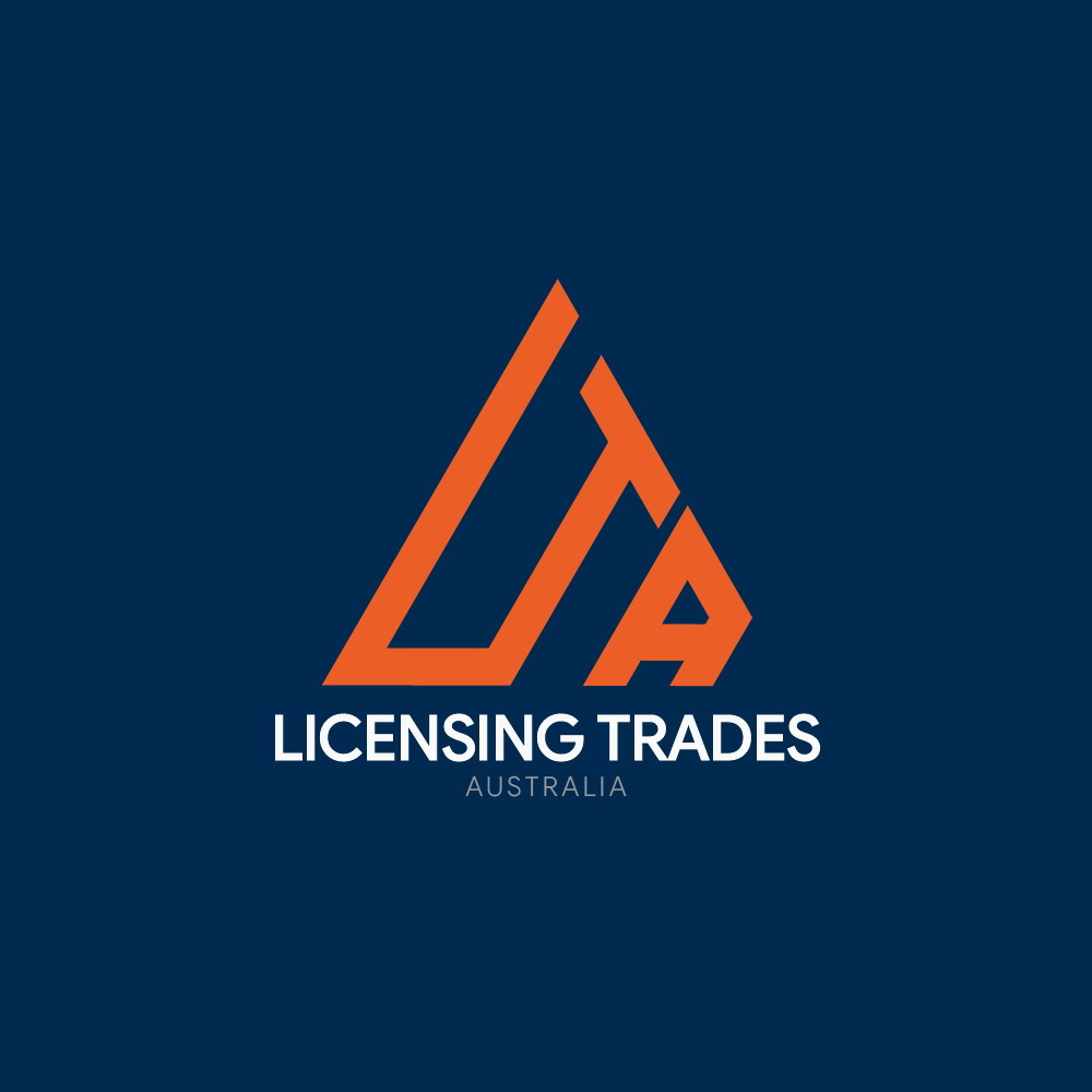 Logo of Licensing Trades Australia featuring an orange stylized mountain or letter 'A' on a dark blue background with white text.