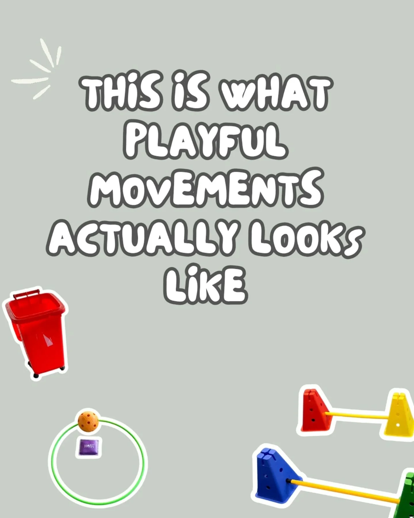Teachers, play-based movement doesn&rsquo;t have to look like CHAOS

It CAN LOOK like:
&bull; jumping over &lsquo;lava&rsquo;
&bull; crawling through tunnels
&bull; throwing to knock over targets
&bull; balancing to deliver pretend packages

Students