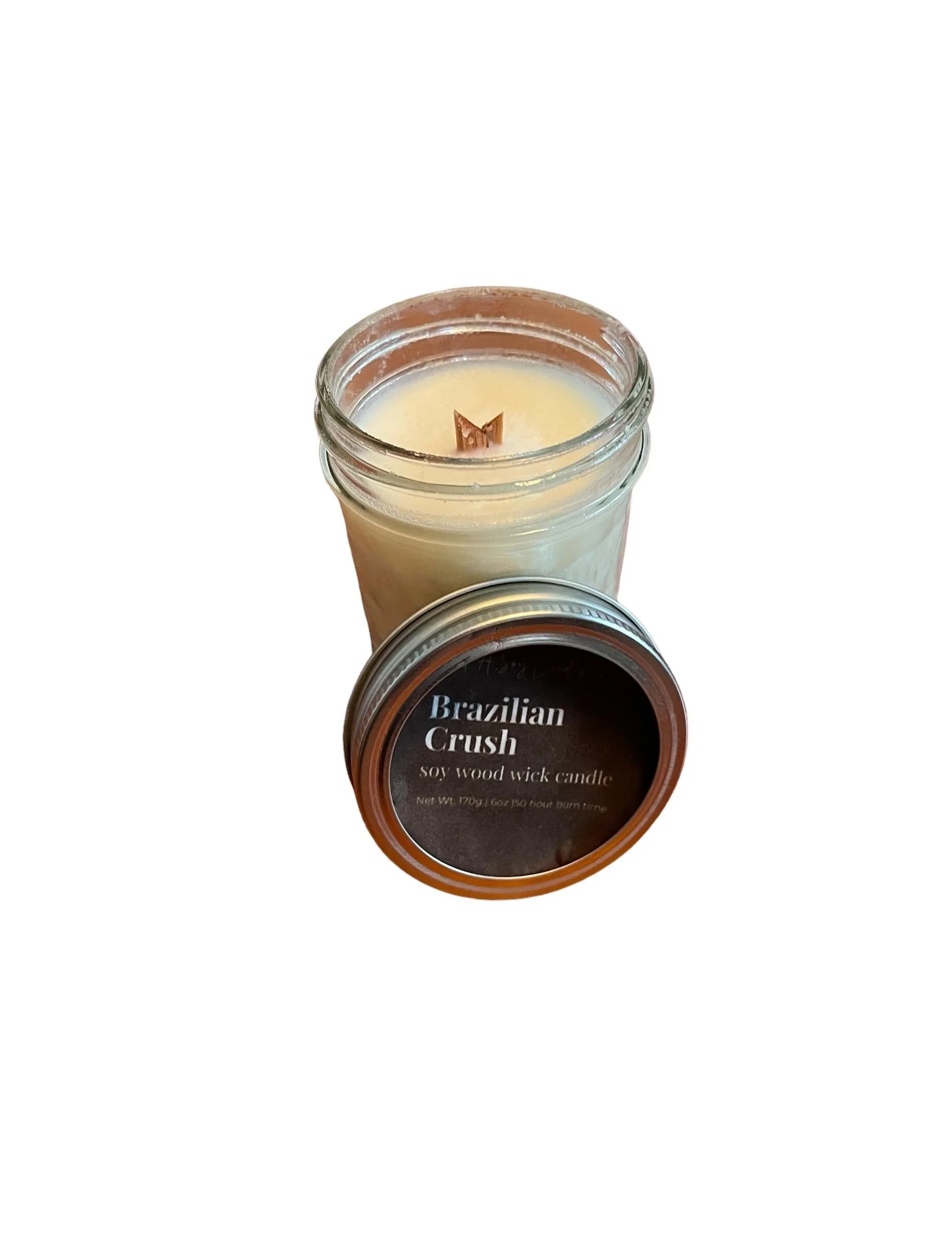 BEST SELLER: Brazilian Crush Soy Wax Whispering Wood Wick candle + Sol de Janeiro Type
