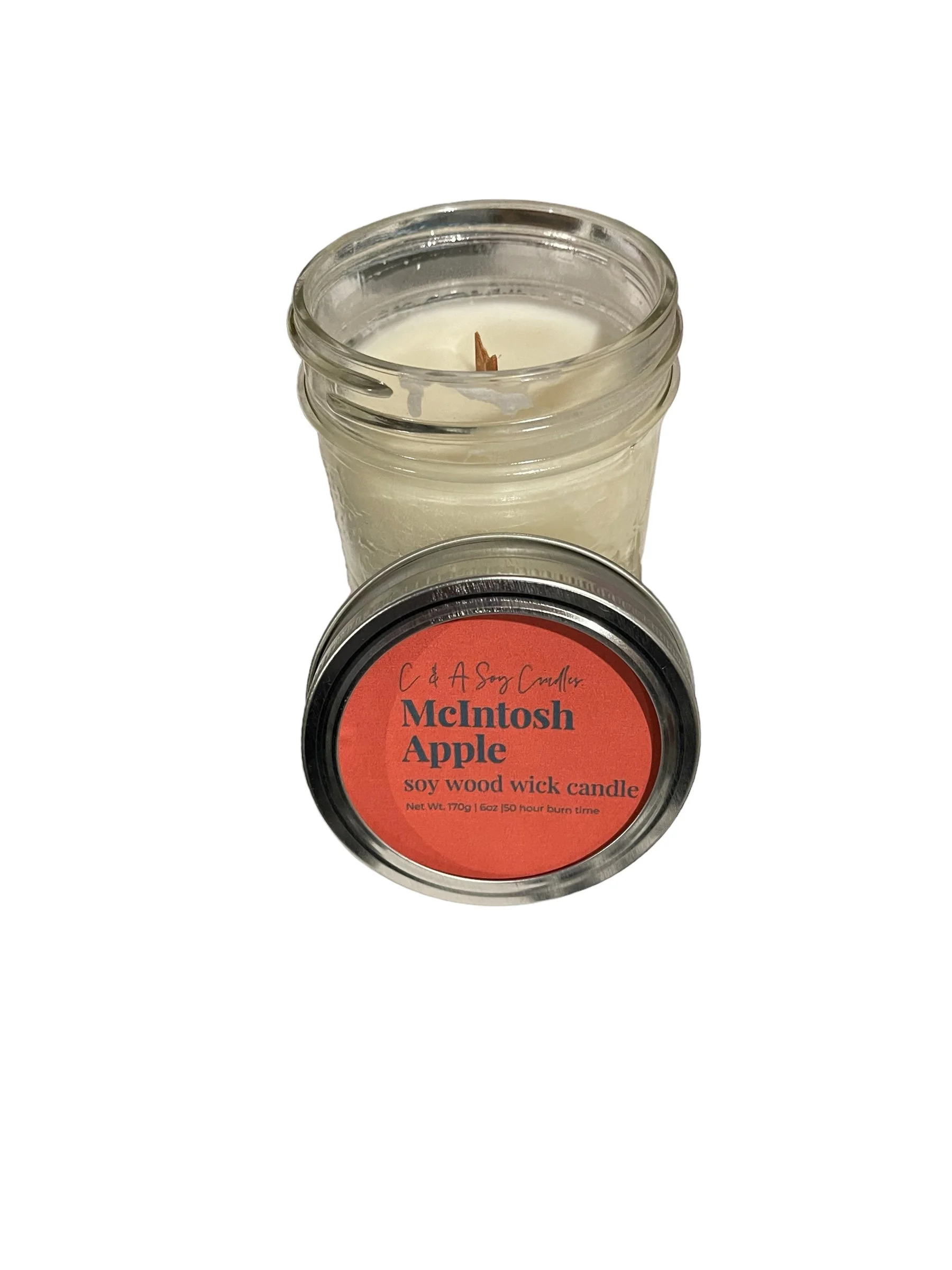 McIntosh Apple soy wax whispering wood wick candle