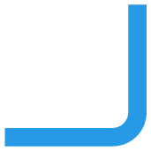 A stylized letter J in black with a blue curved line underneath.